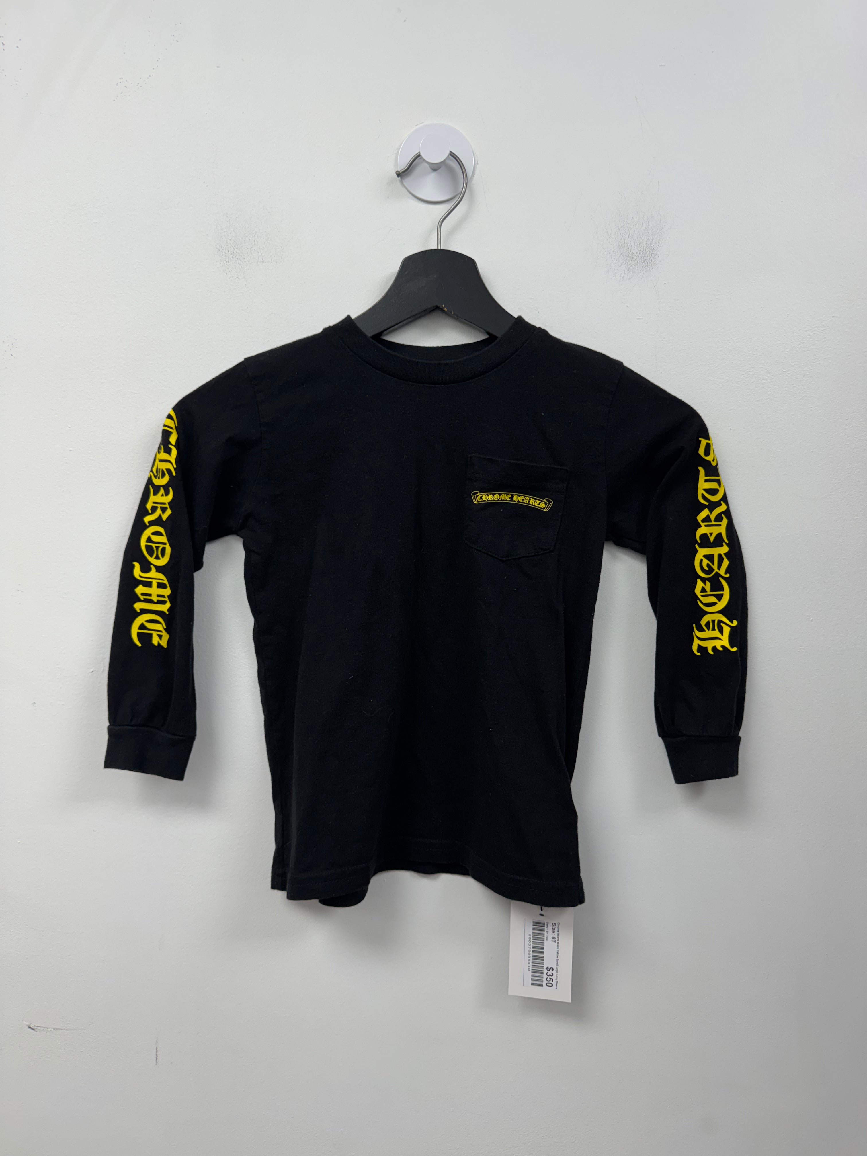 Chrome Hearts Black Yellow Scroll Logo Long Sleeve
