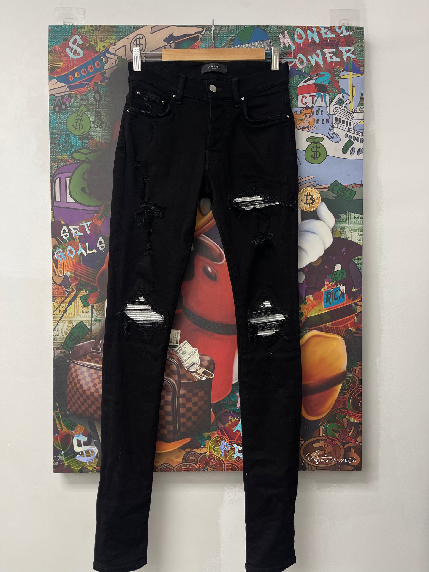 Amiri MX1 Black Silver Patch Used 29
