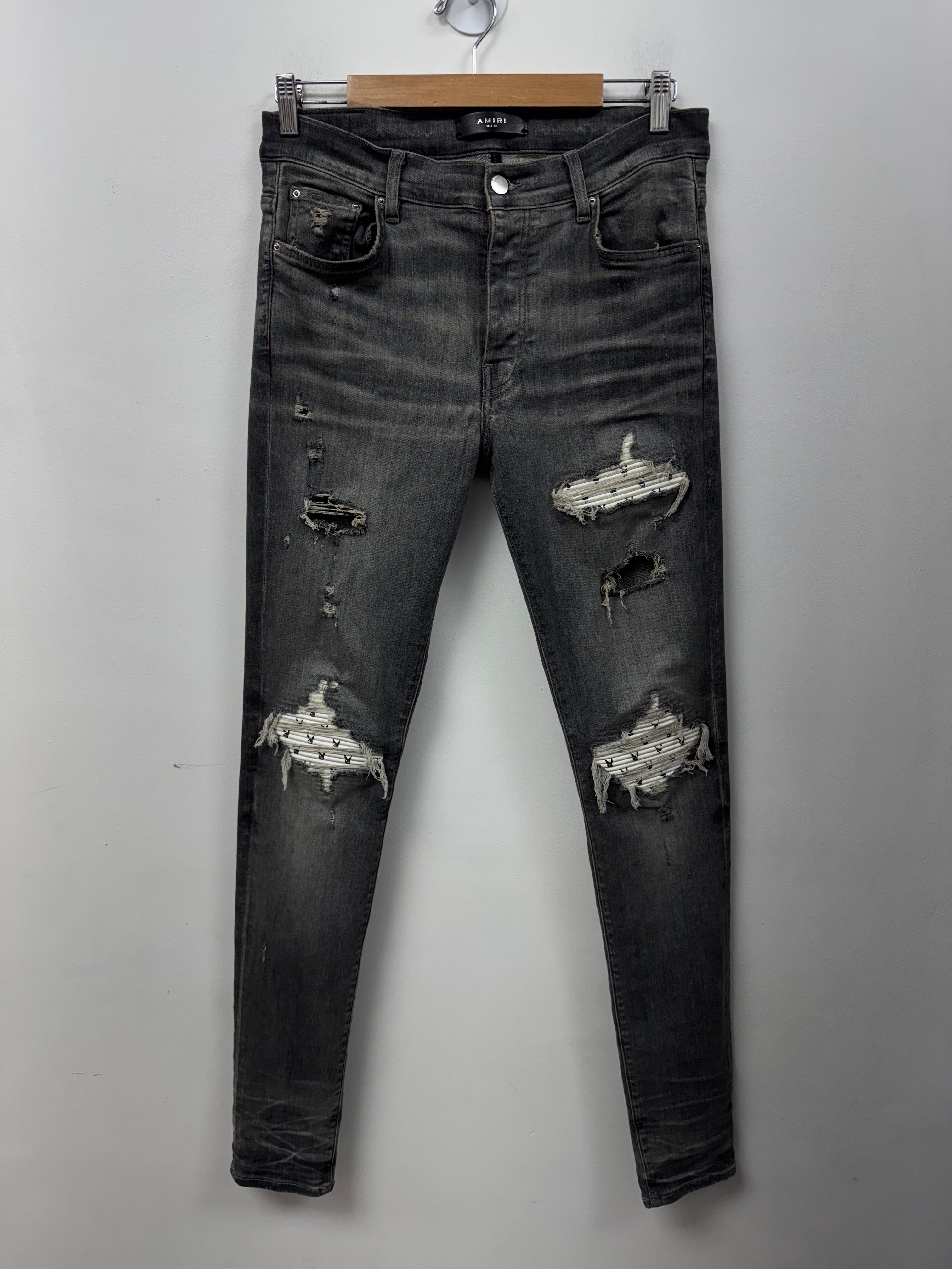 Amiri MX1 Grey Playboy Patch Jeans