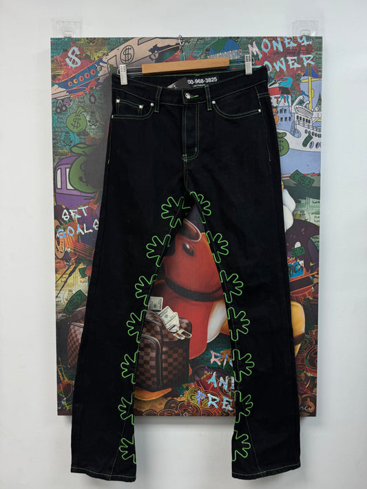 LOSTSHDWS Black Green Outline Jeans