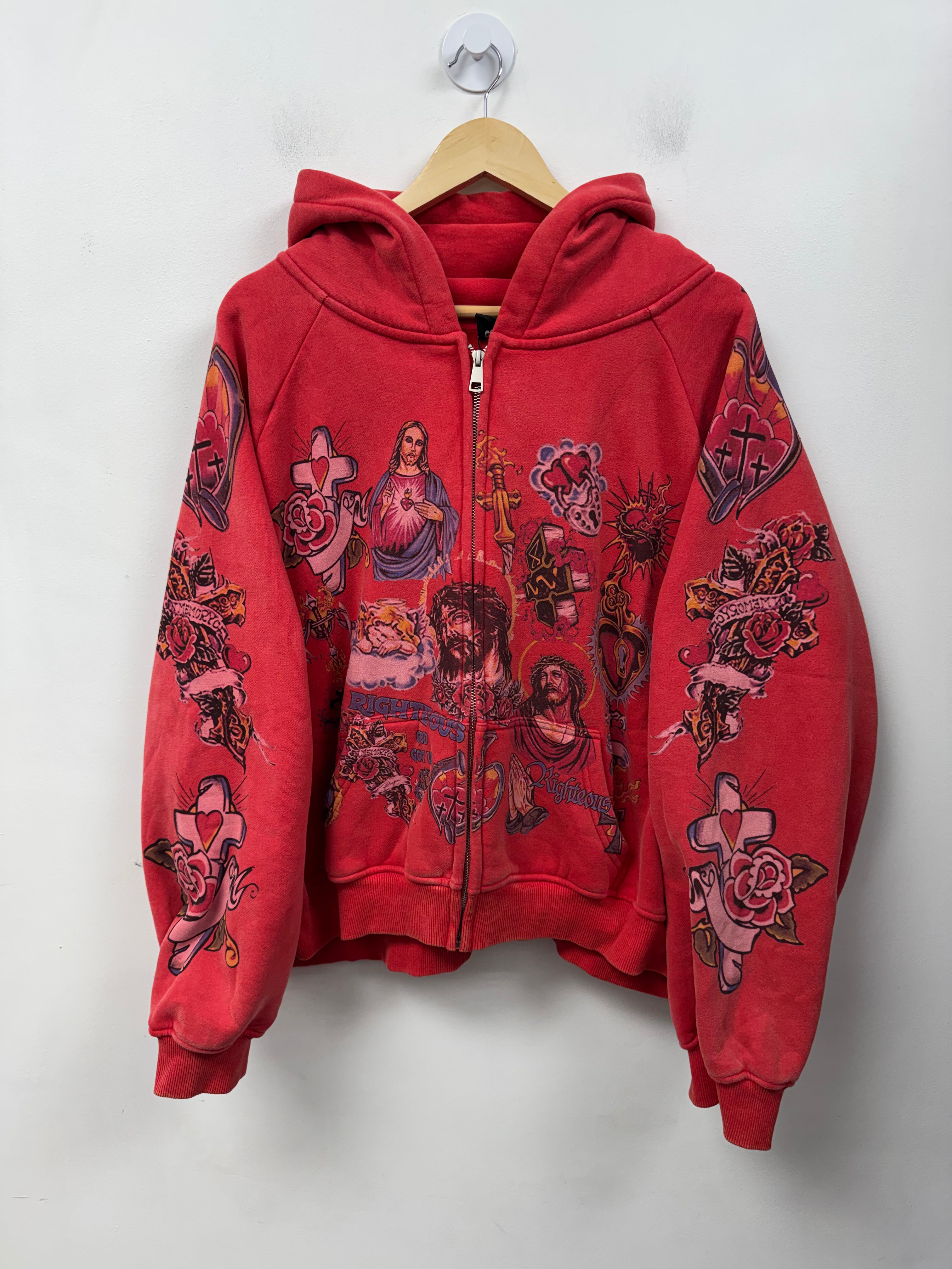 Righteous Red Zip Up Hoodie