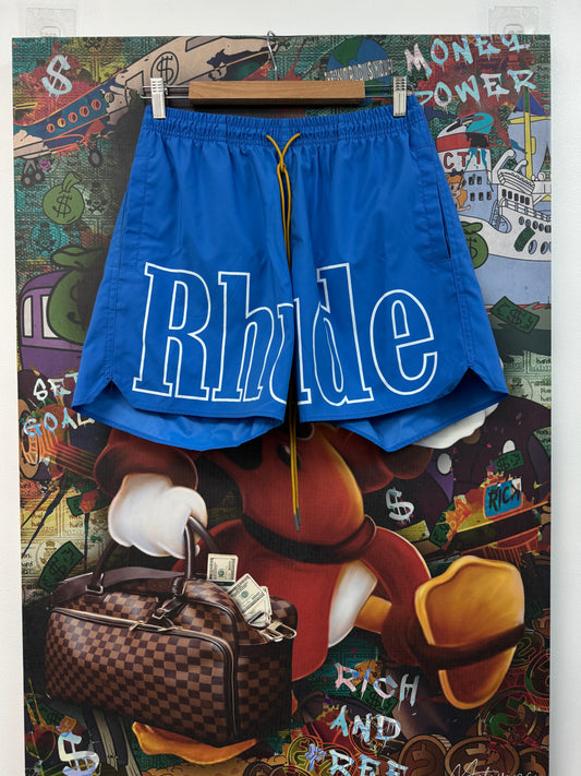 Rhude Blue Logo Shorts