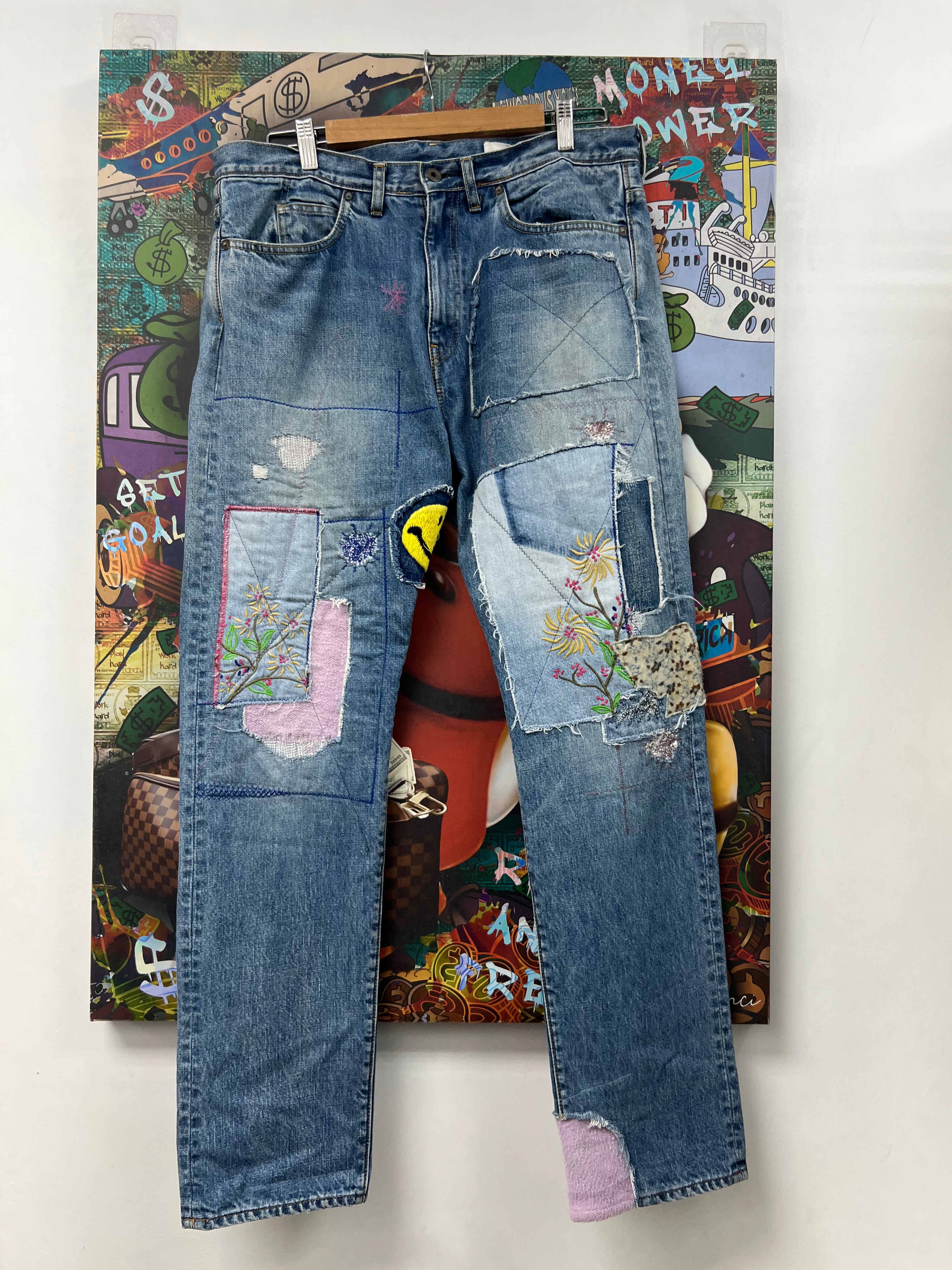 Kapital Light Wash Smiley Okabilly Jeans