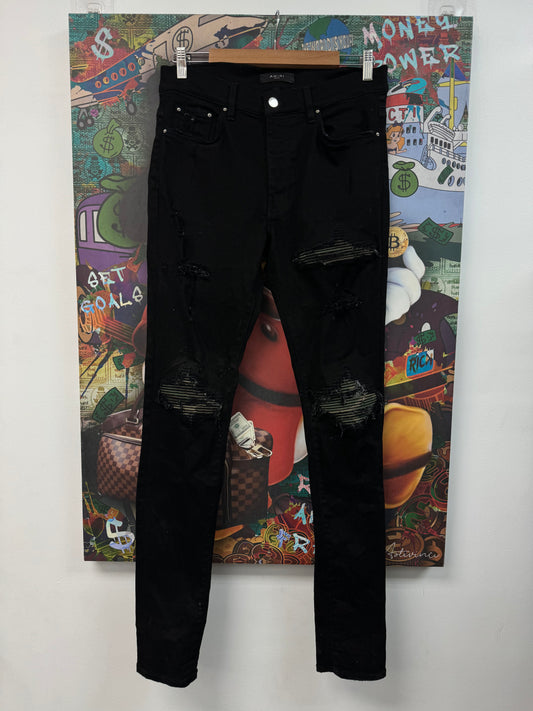 Amiri Mx1 Black Camo Patch Jeans