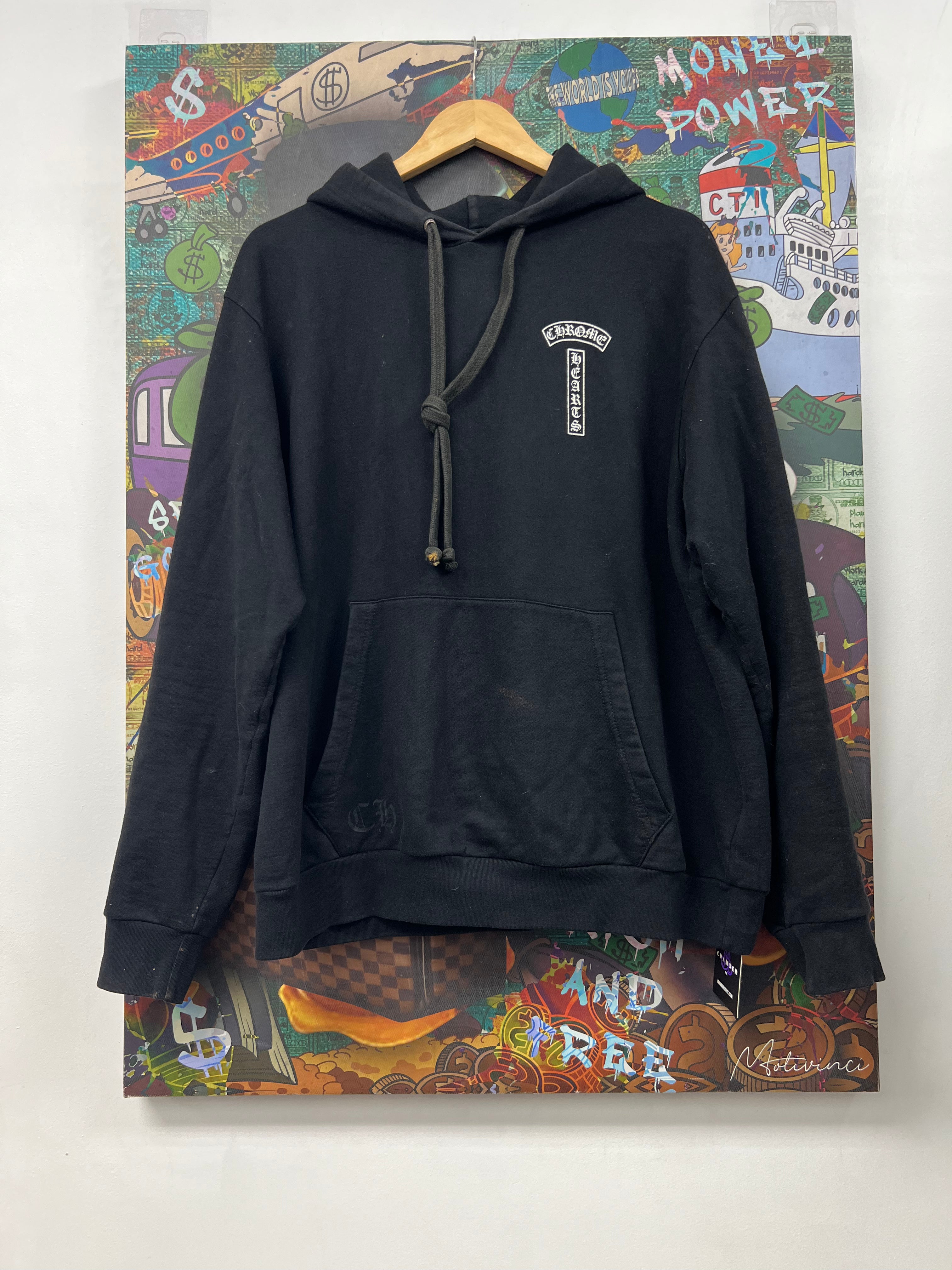Chrome  Hearts Black T-Bar USA Shoulder Logo Hoodie