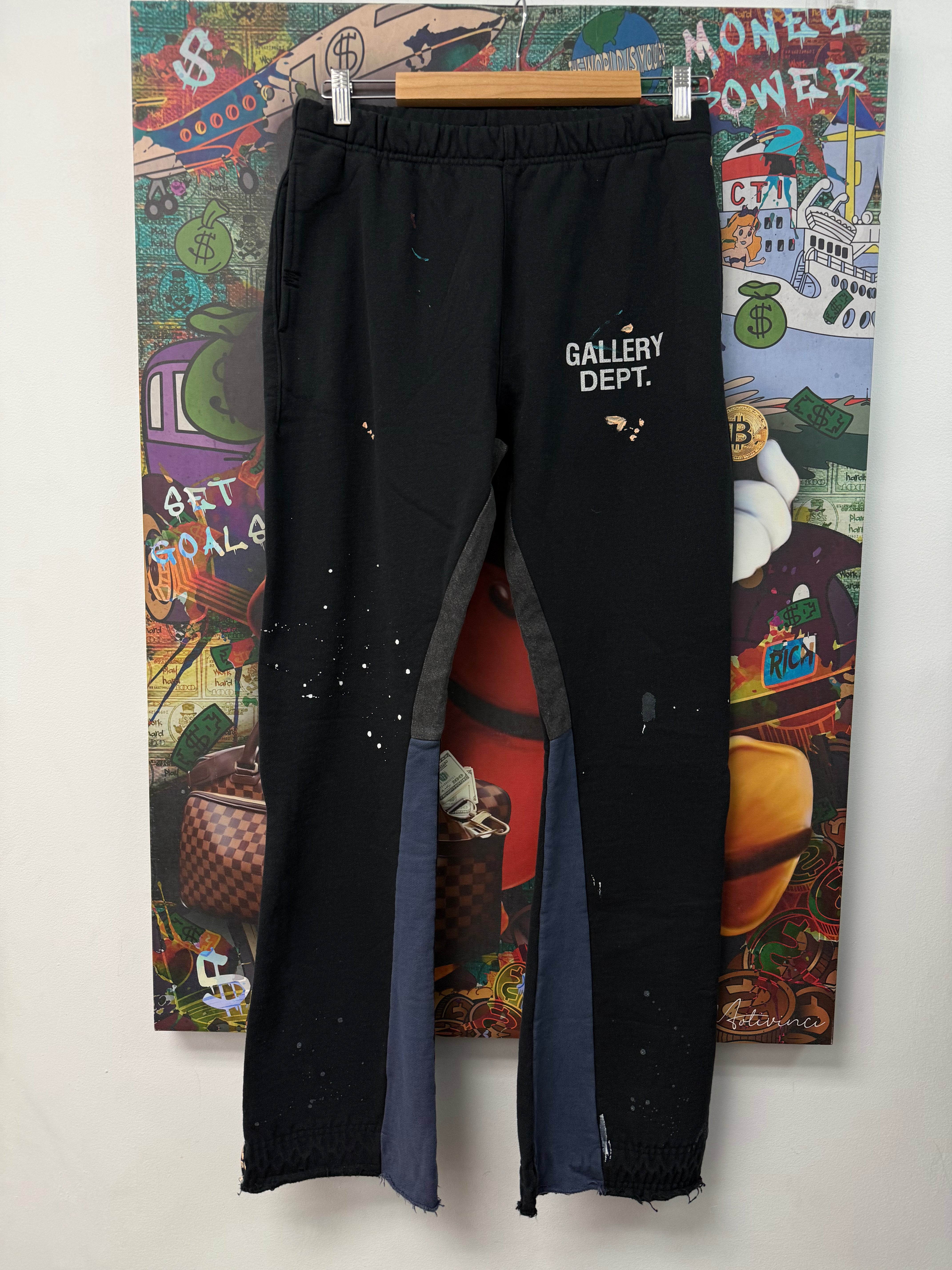 Gallery Dept Black Paint Splatter Flare Sweats