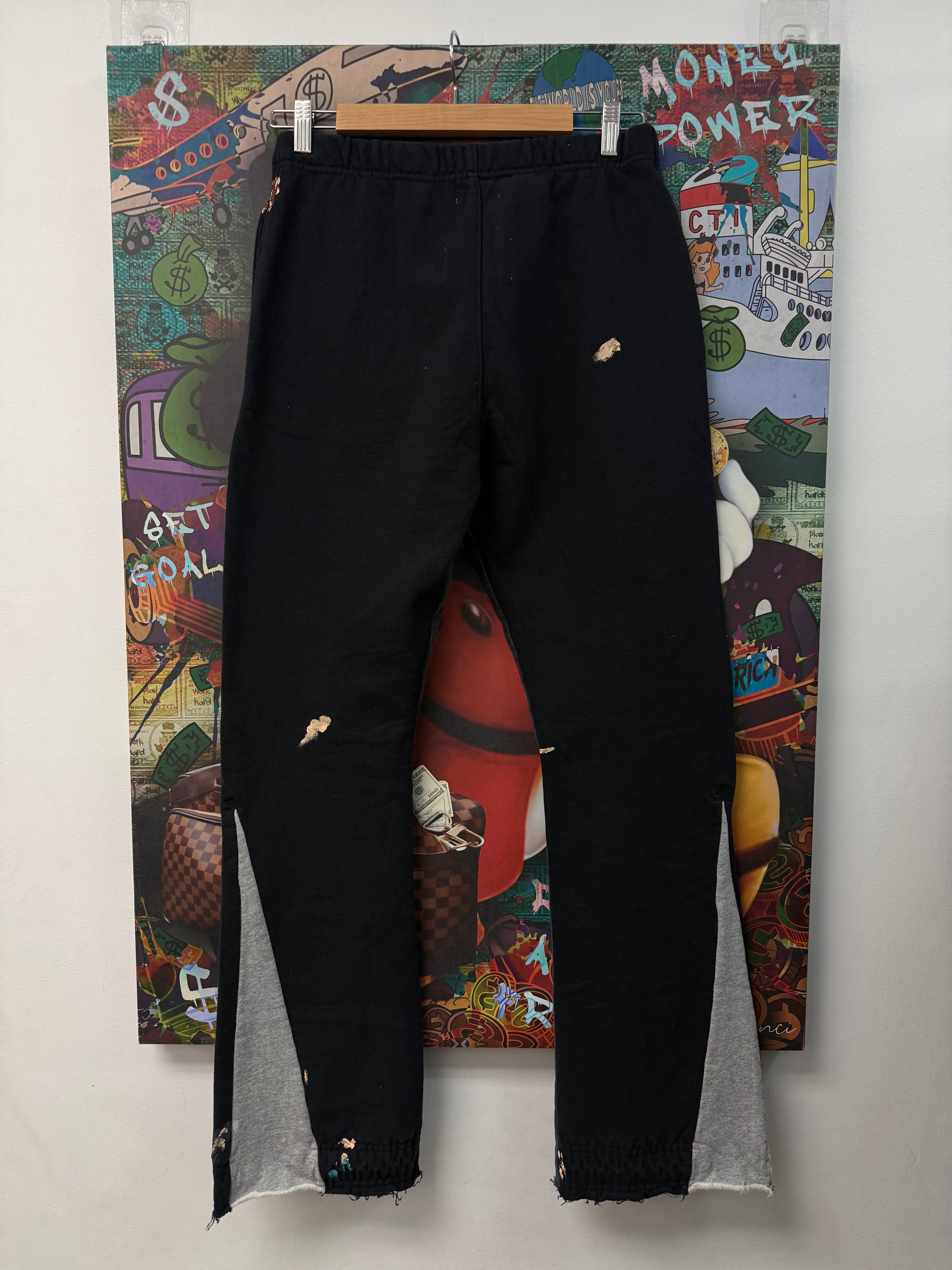 Gallery Dept Black Paint Splatter Flare Sweats