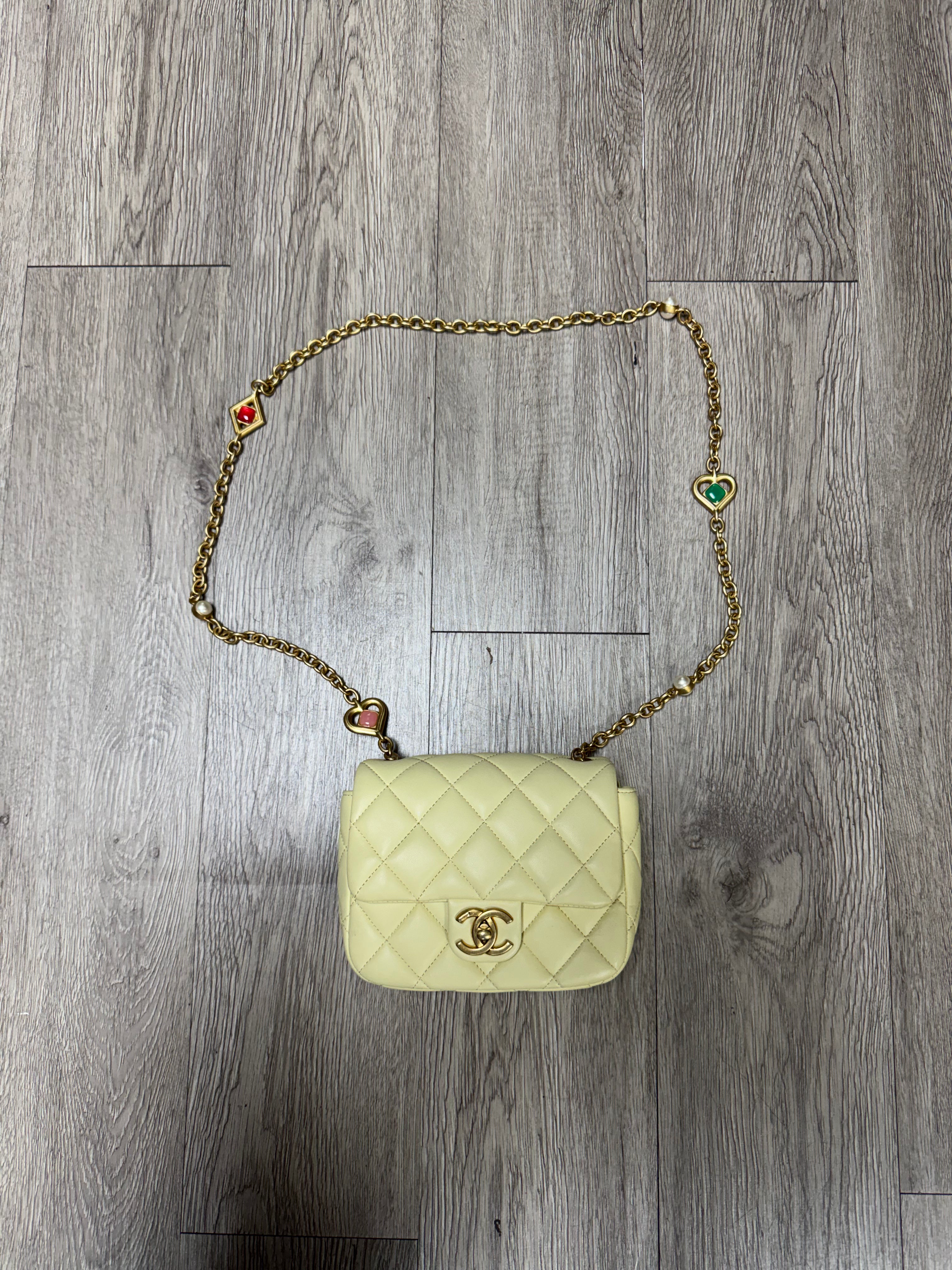 Chanel Mini Flap Light Wash Yellow Gold Bag