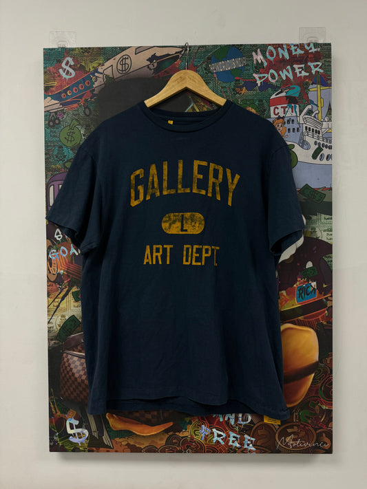 Gallery Dept Collegiate Logo Tee Navy Yellow Used Large N/A