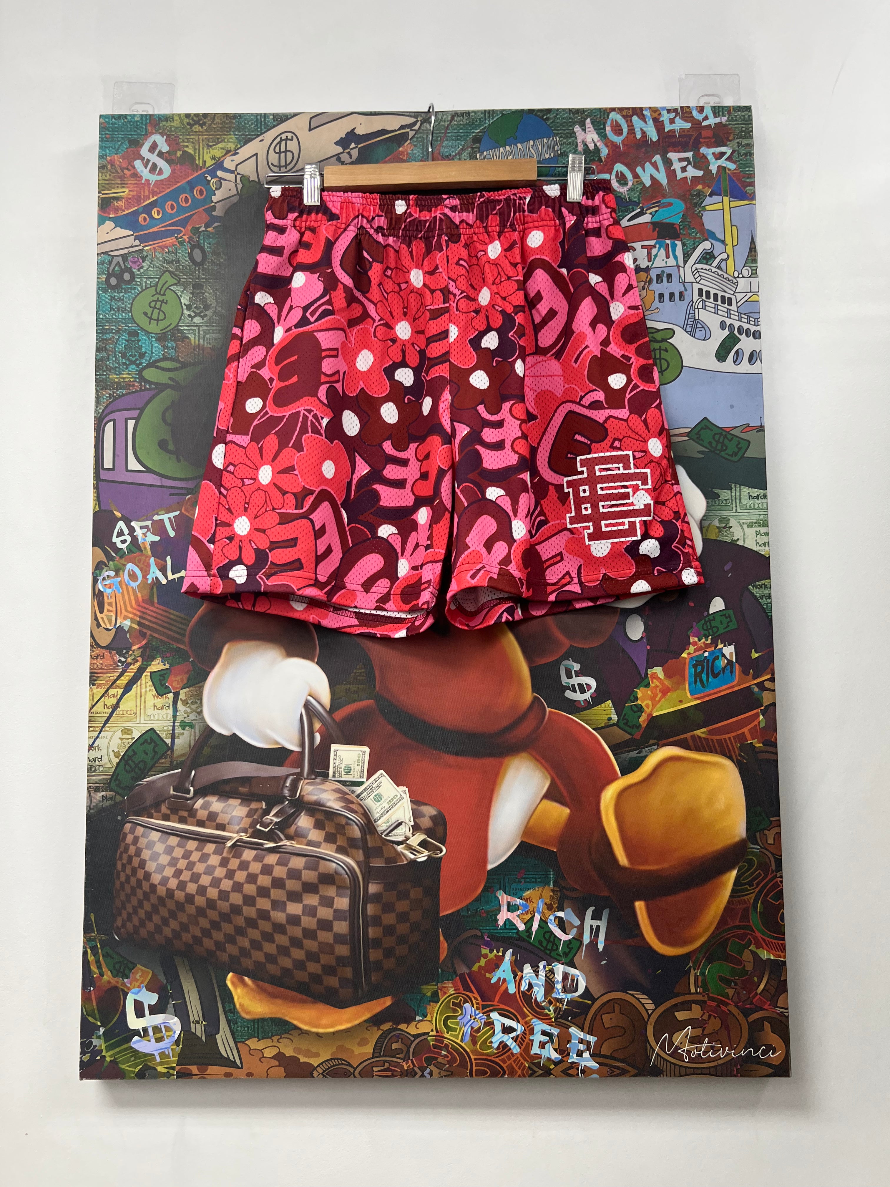 Eric Emanuel Red Bubbly Floral Shorts