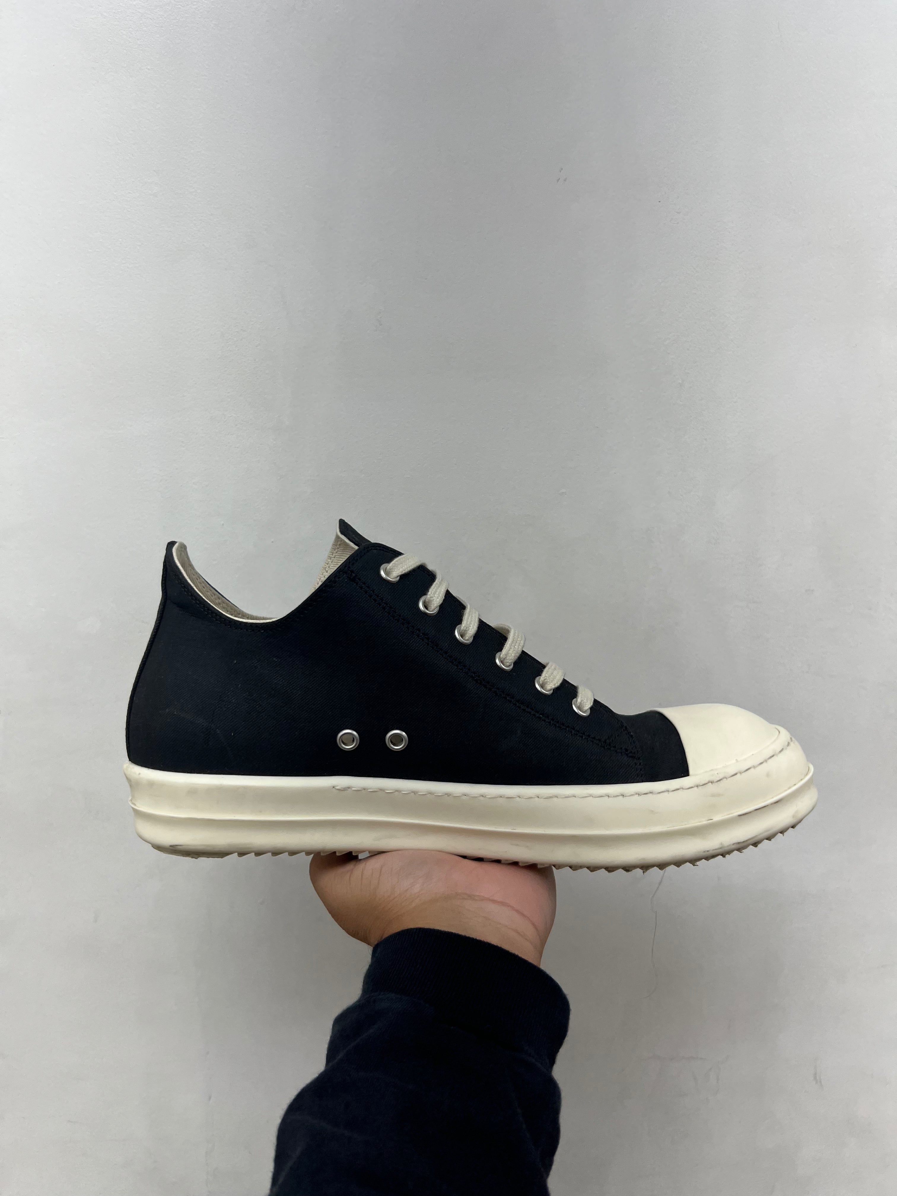 Rick Owens Black & Milk 'DRKSHDW' Waxed Ramone Low Sneakers