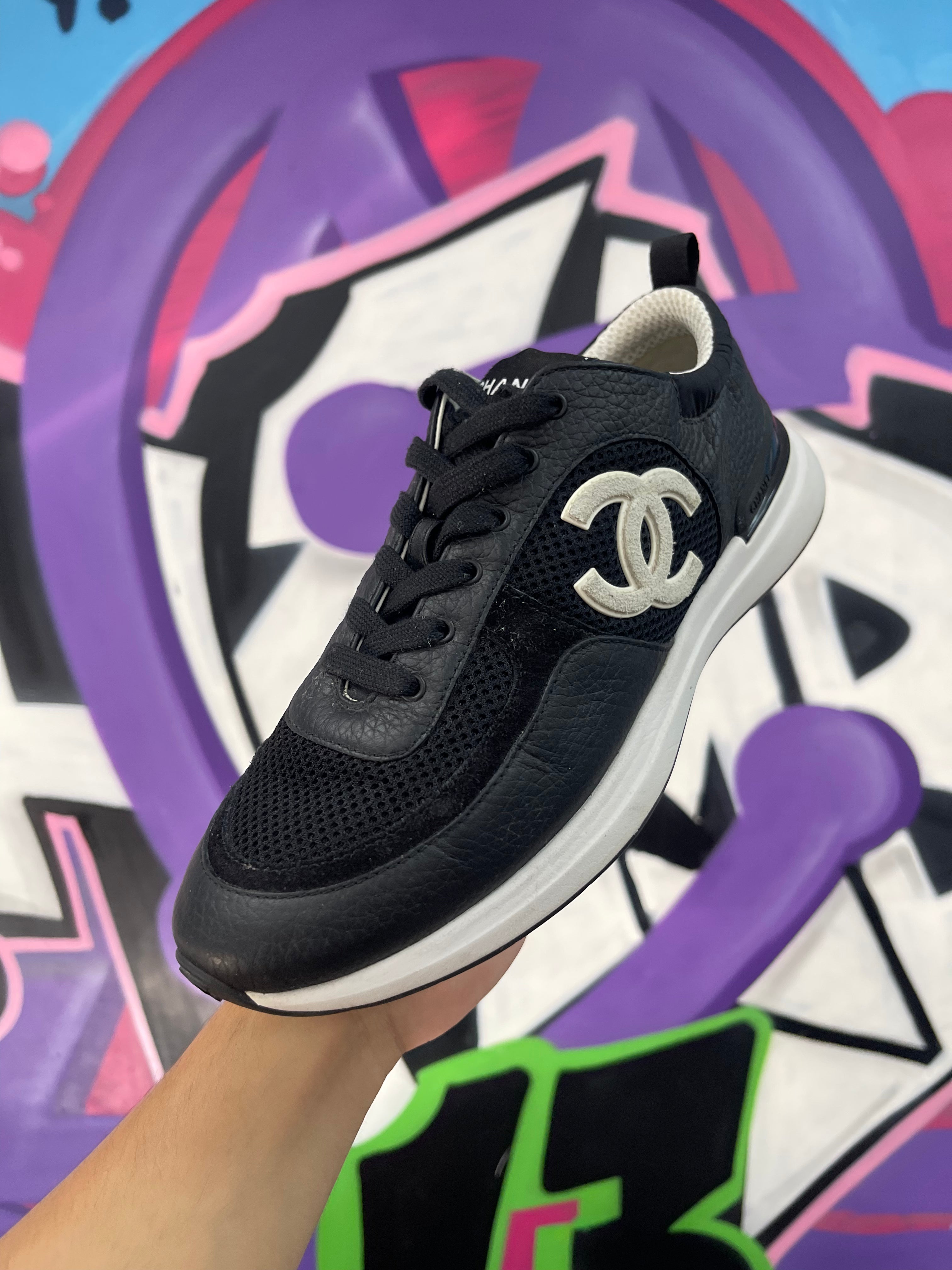 Chanel Black CC Logo Runner Sneakers