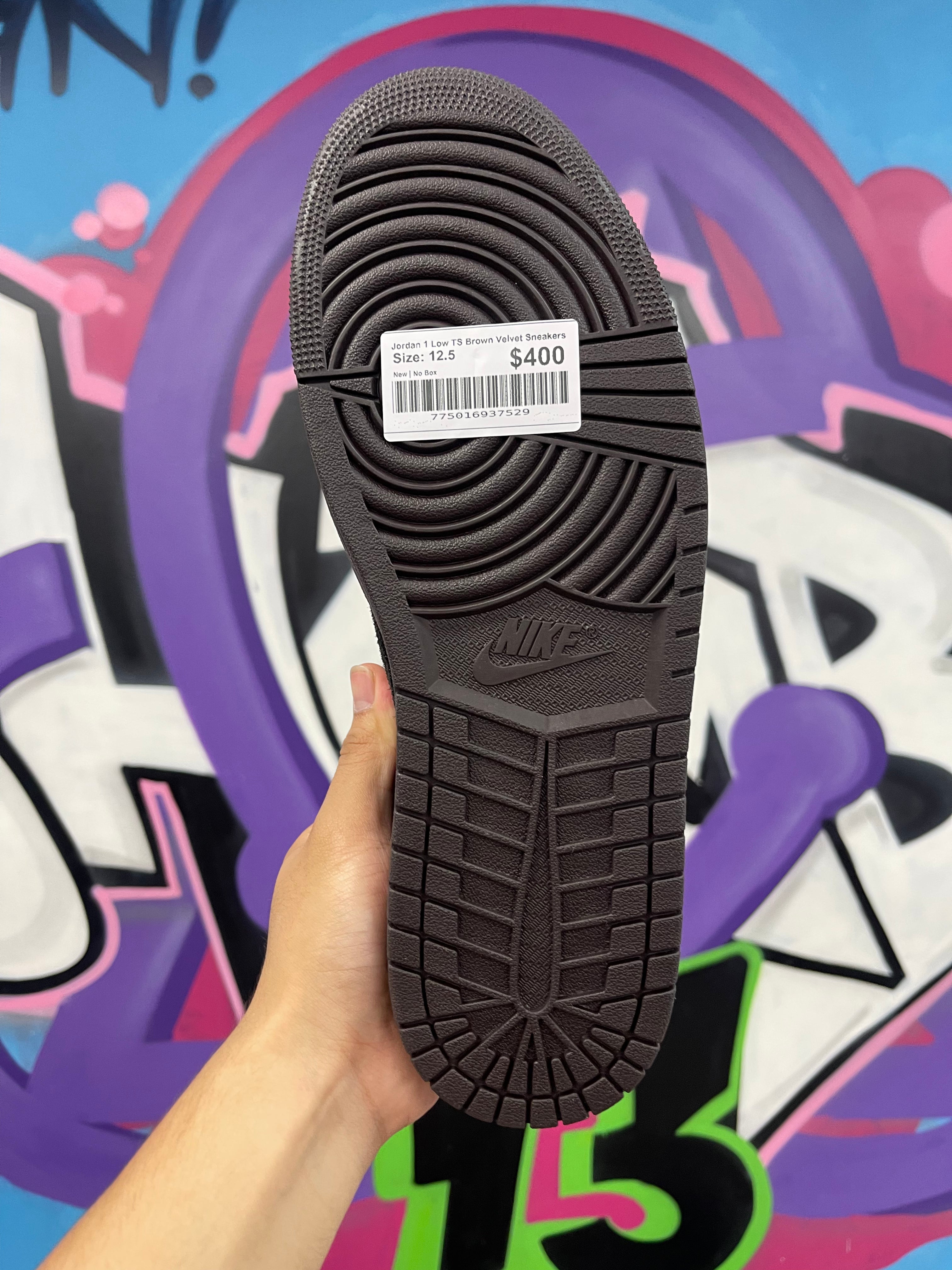 Jordan 1 Low TS Brown Velvet Sneakers