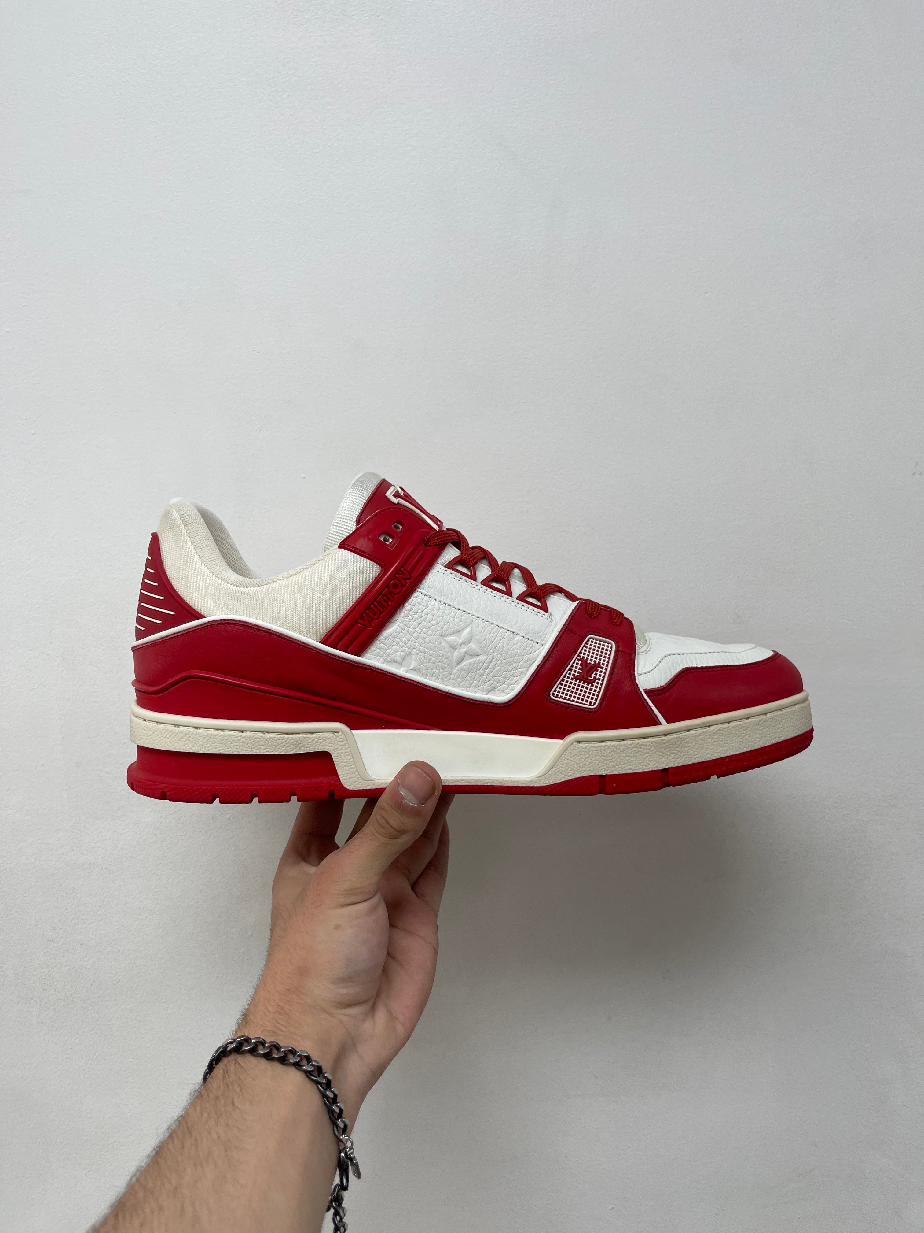 Louis Vuitton Red White Monogram Trainer Sneakers