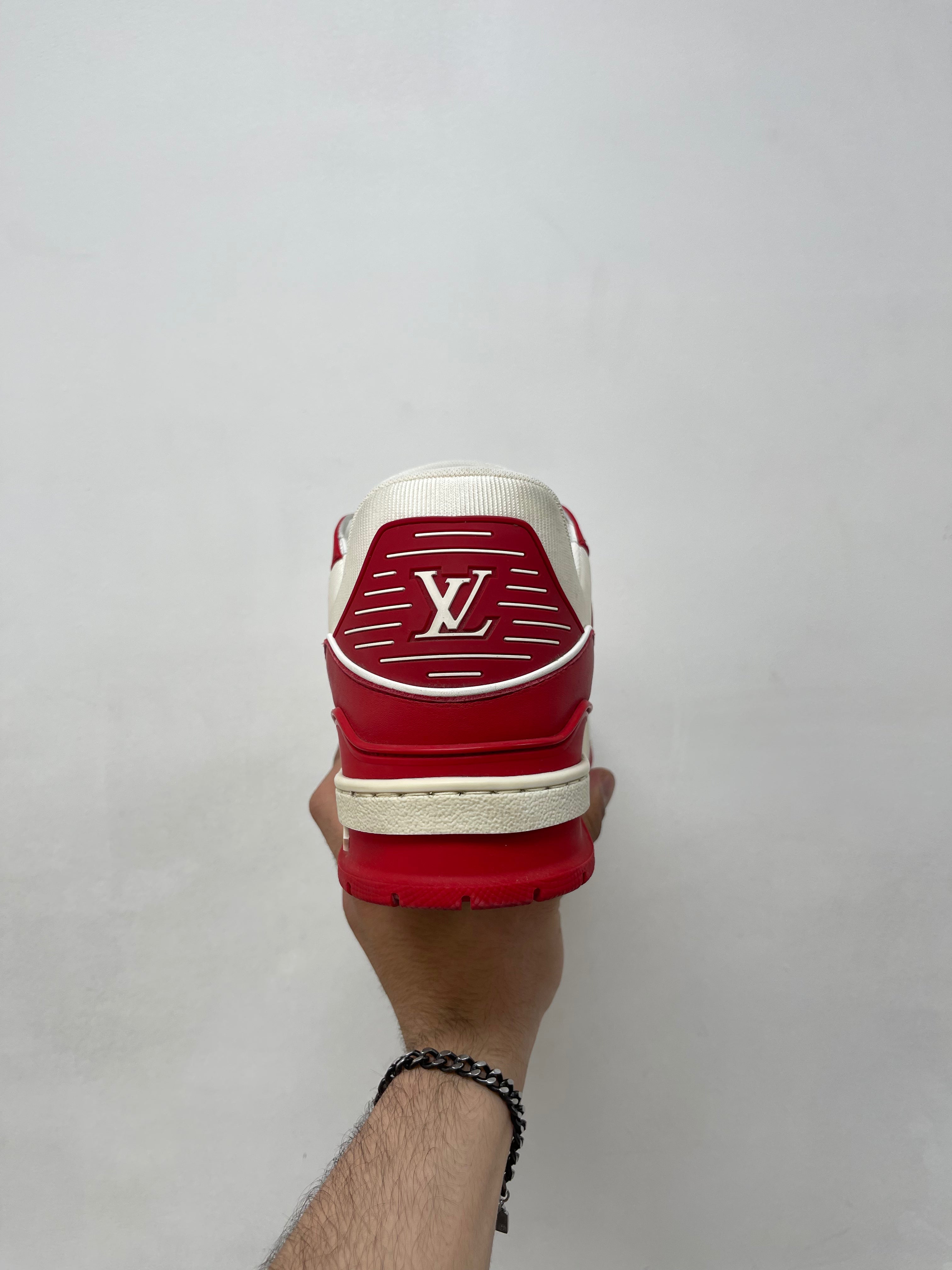Louis Vuitton Red White Monogram Trainer Sneakers