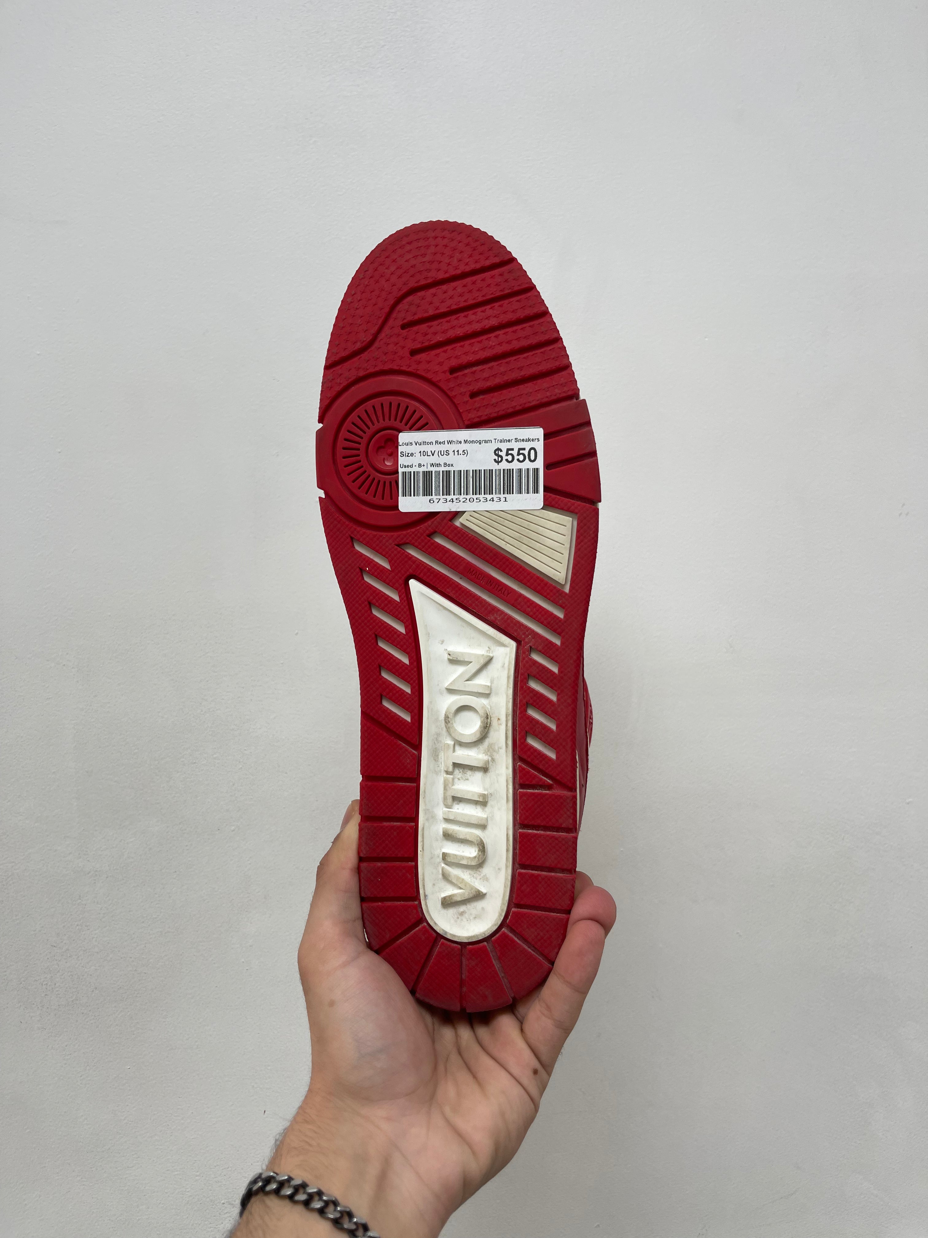 Louis Vuitton Red White Monogram Trainer Sneakers