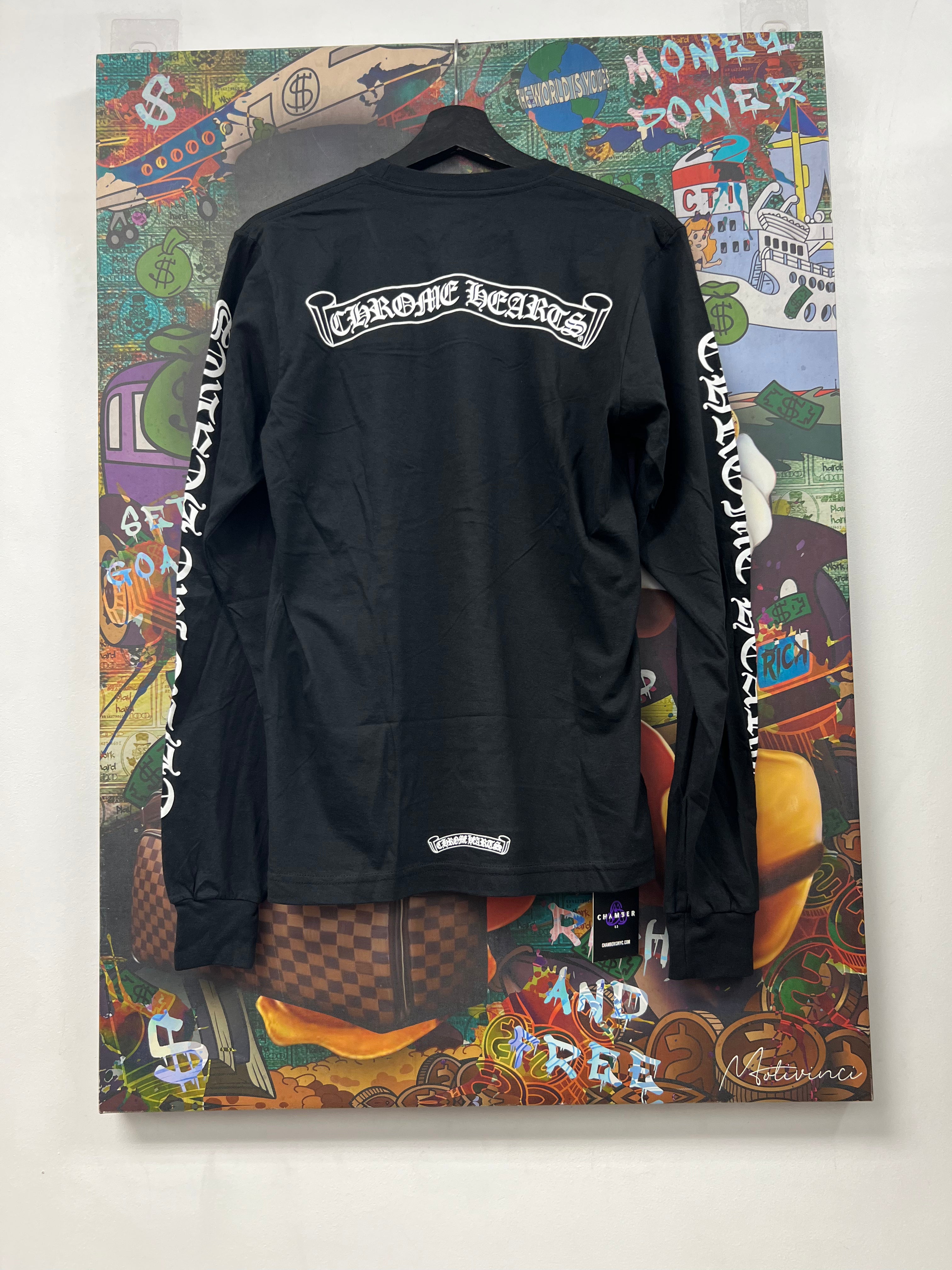 Chrome  Hearts Black Scroll Logo Long Sleeve