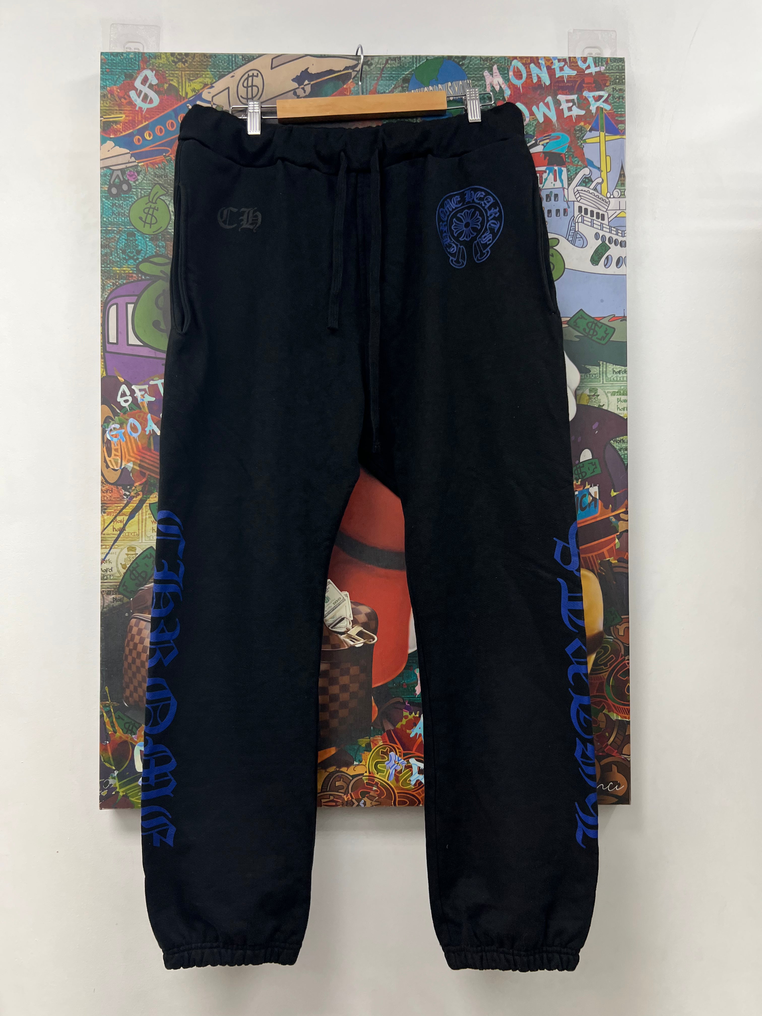 Chrome  Hearts Black Blue Horseshoe Sweats