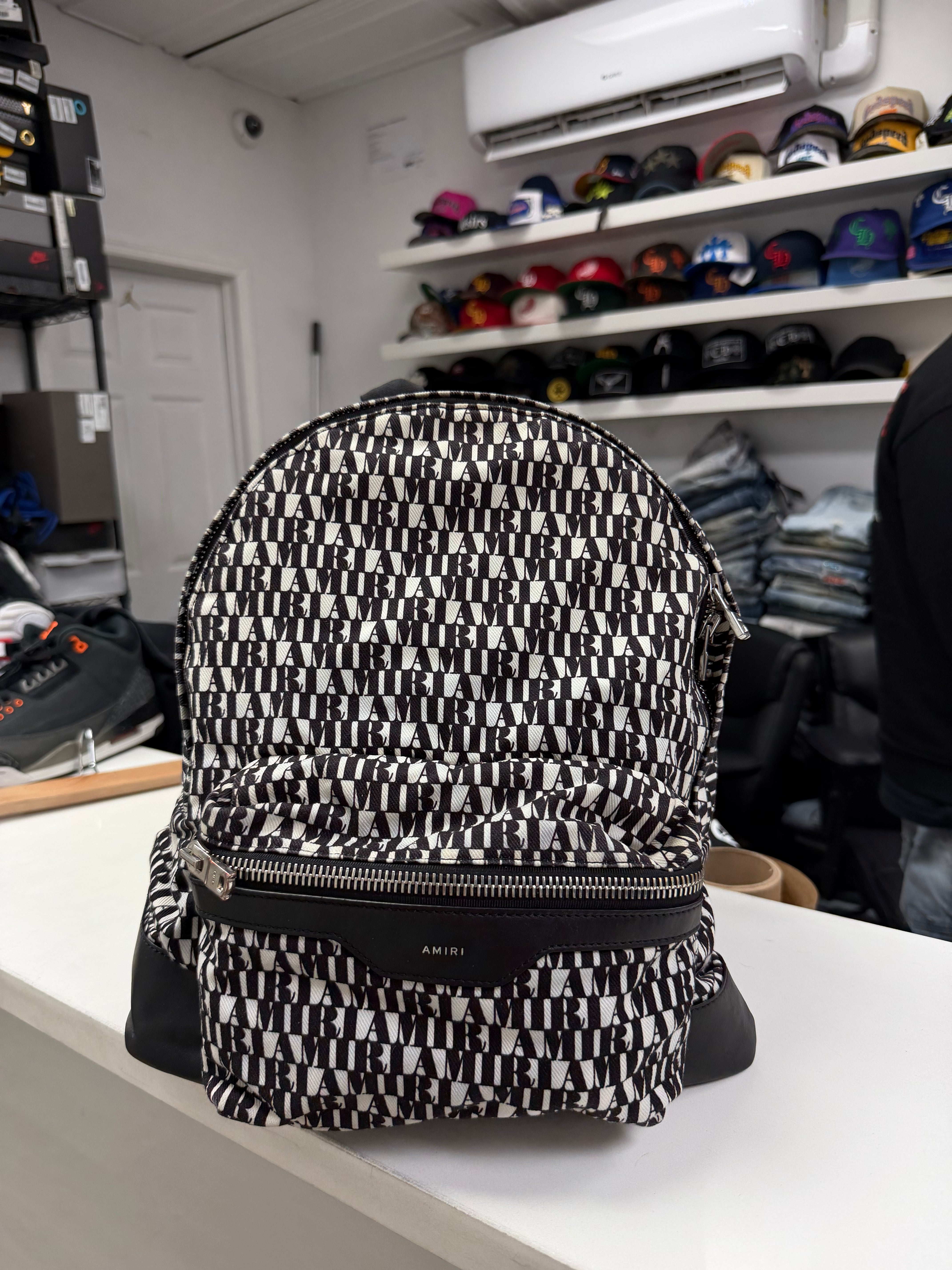 Amiri Leather Trim Monogram Backpack