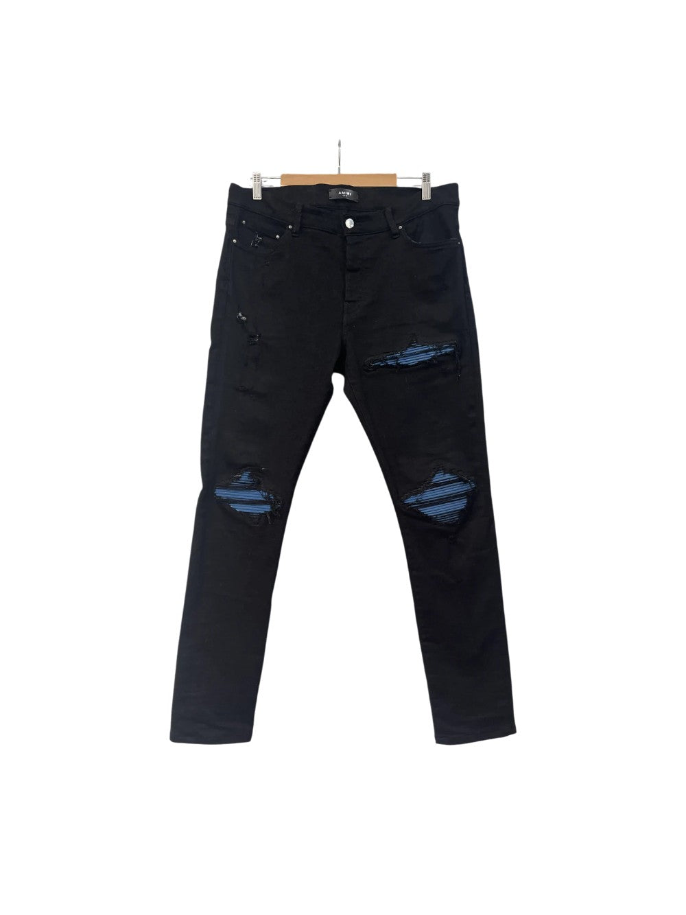 Amiri "MX1" Suede Patch (Altered Short) Black & Blue Jeans