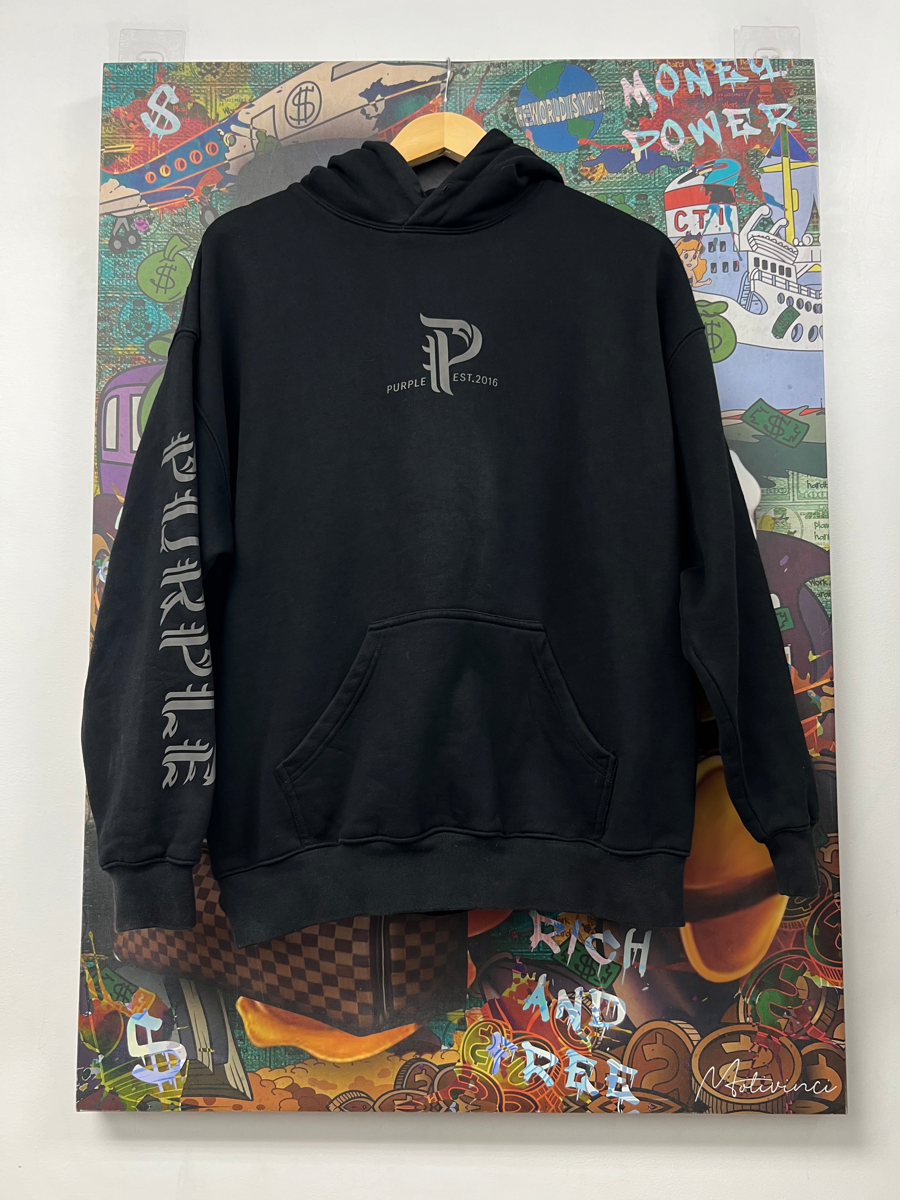 Purple Brand Black Logo Print Hoodie
