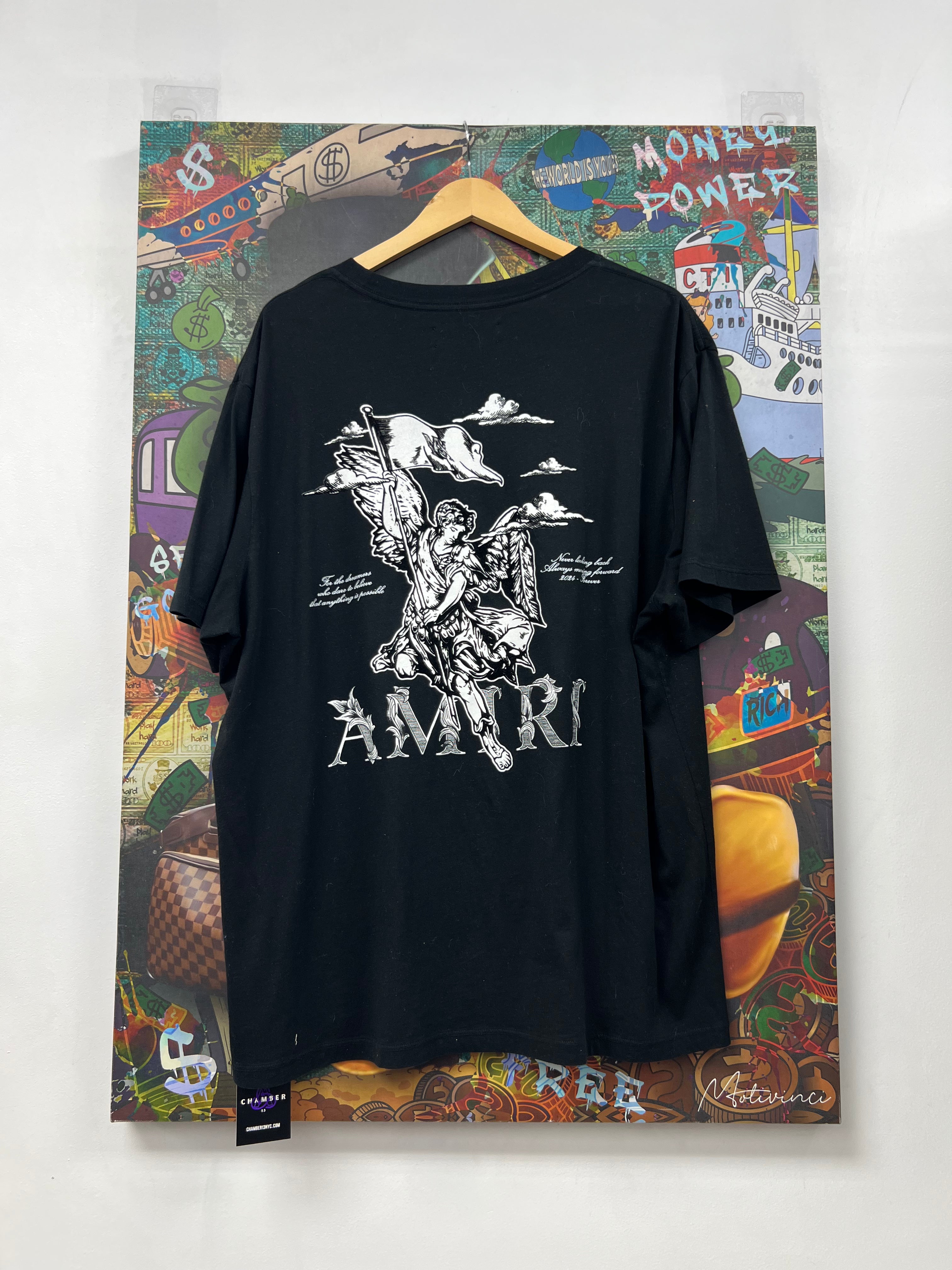 Amiri Black Felt Cherub Tee