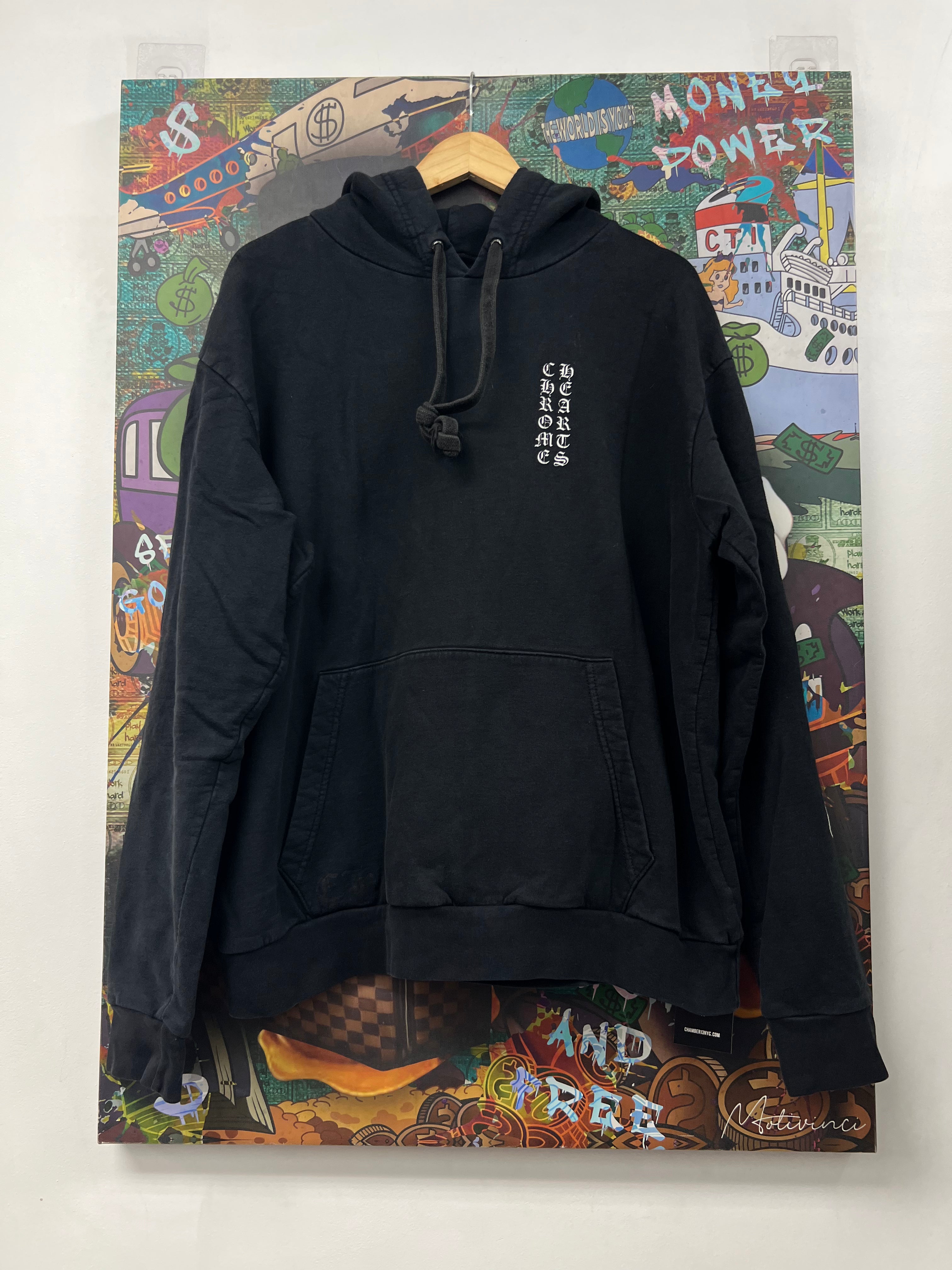 Chrome  Hearts Black White Vertical Logo Hoodie