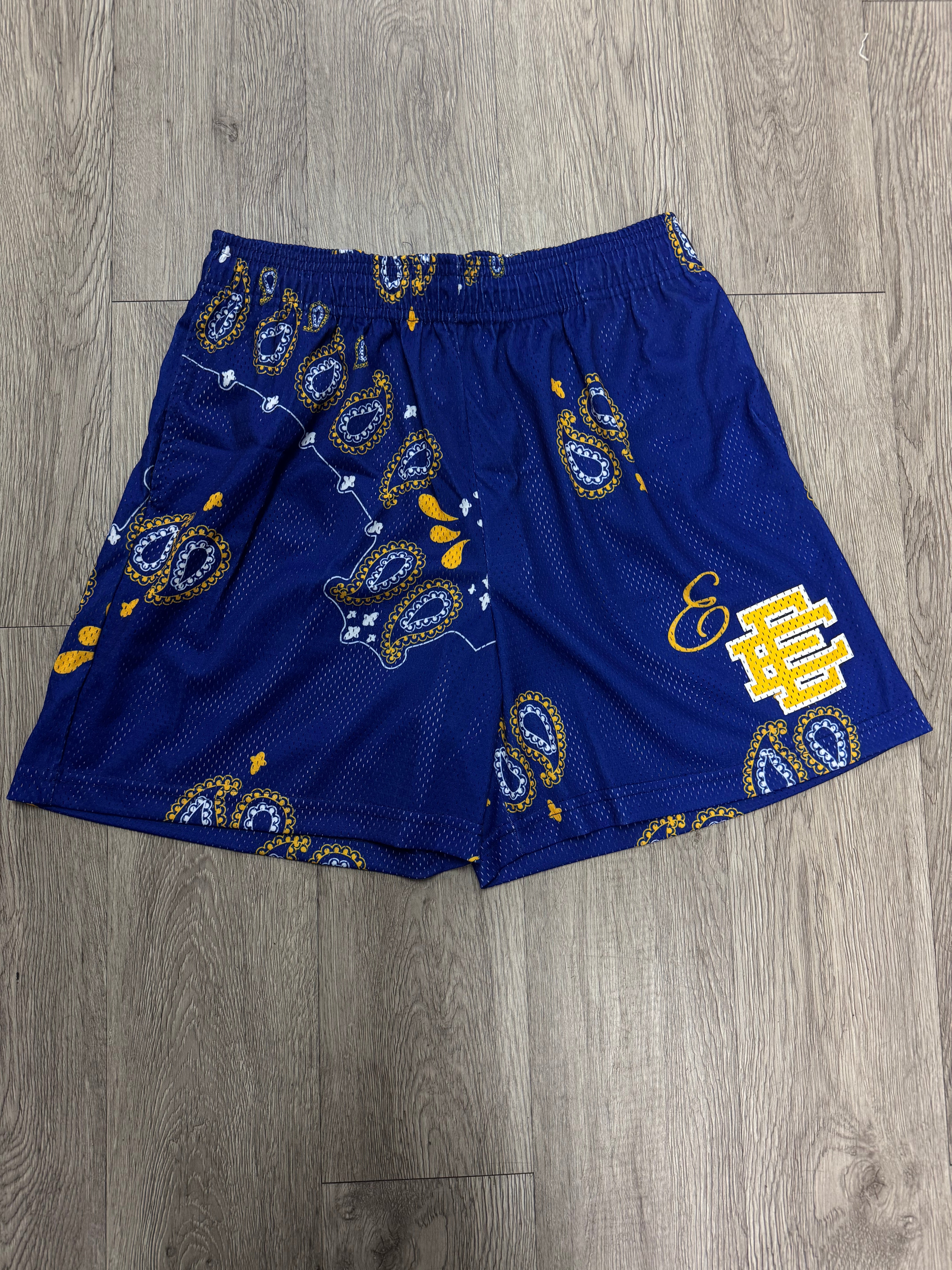 Eric Emanuel Blue Yellow Paisley Shorts