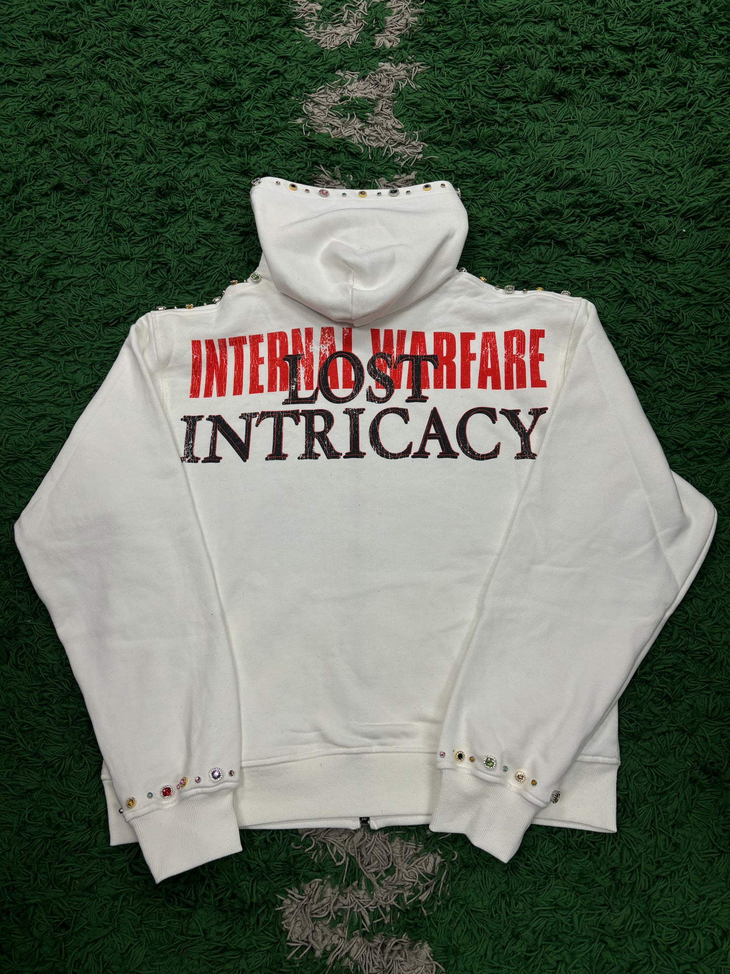 Lost Intricacy Rhinestone Zip Up White Front Page Magazine