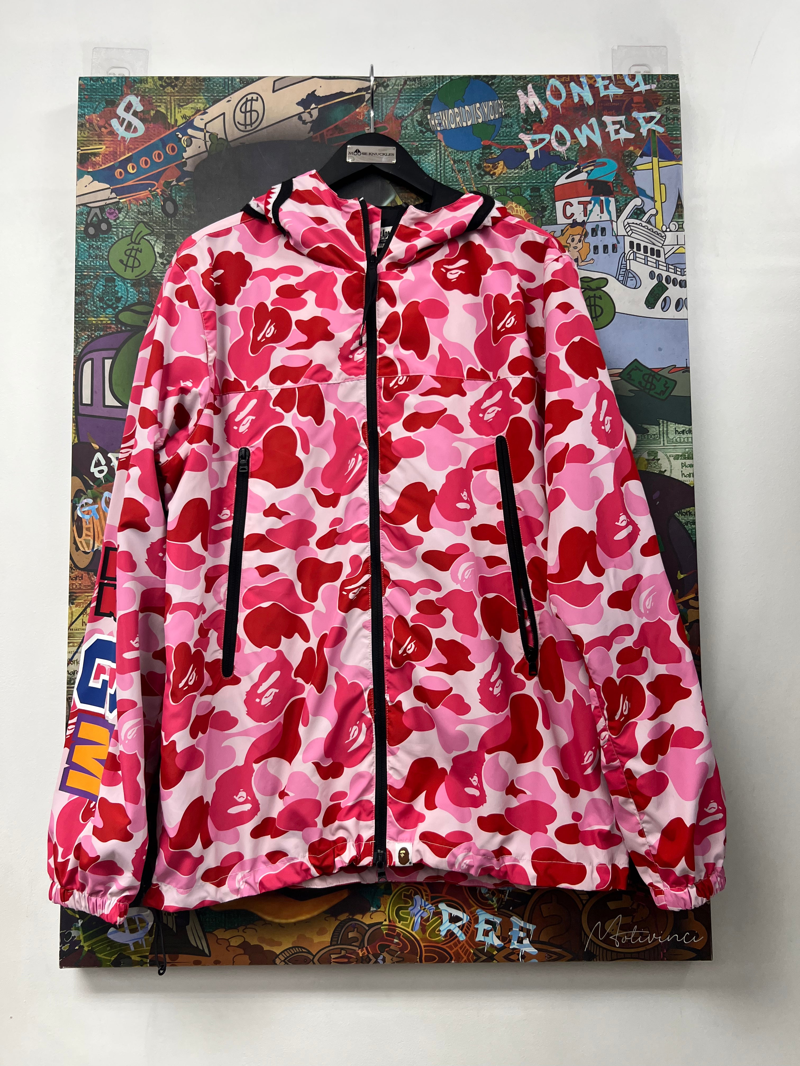 BAPE Pink Camo Shark Windbreaker Jacket