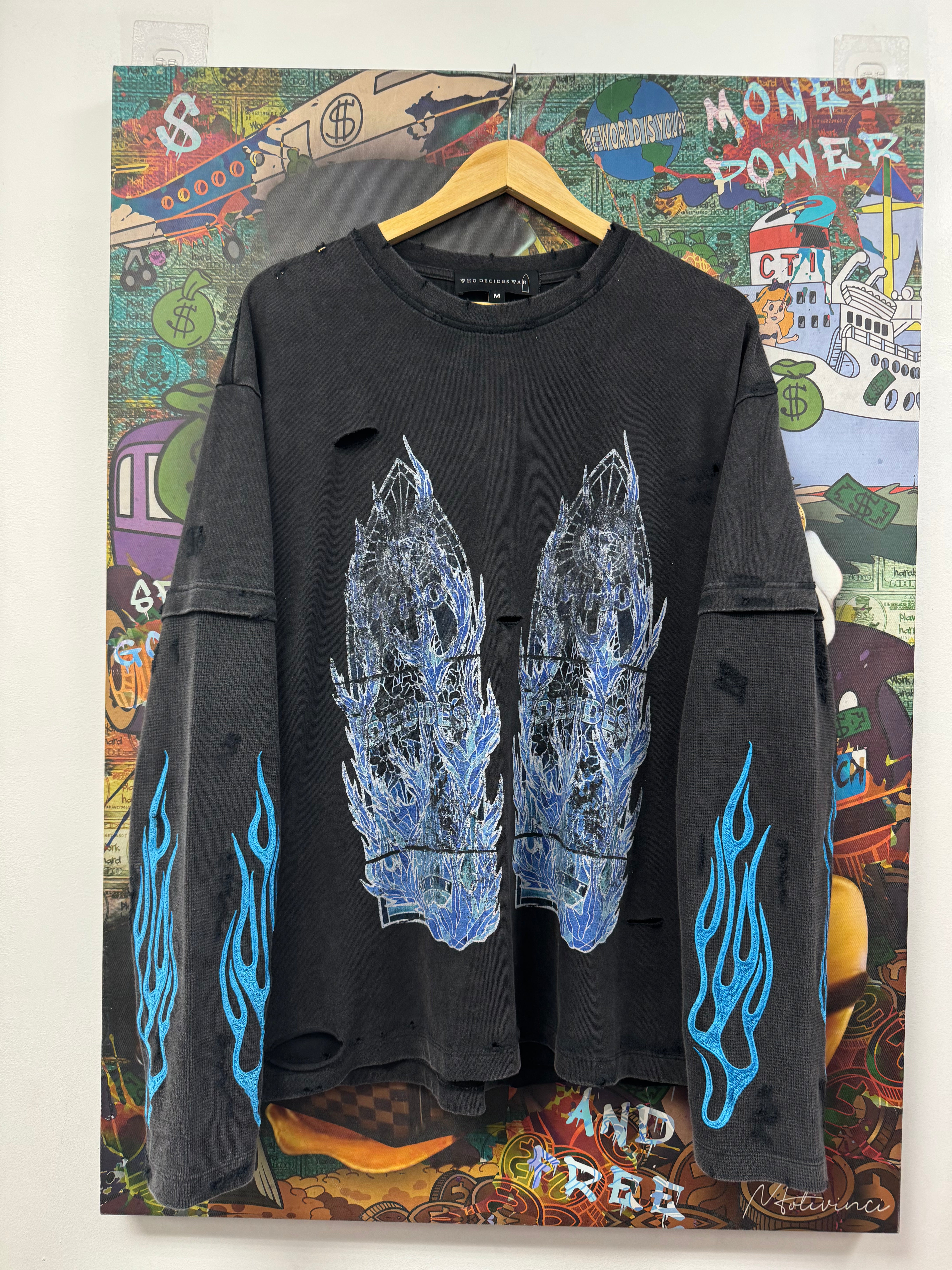 Who Decides War Navy Flame Glass Thermal Long Sleeve