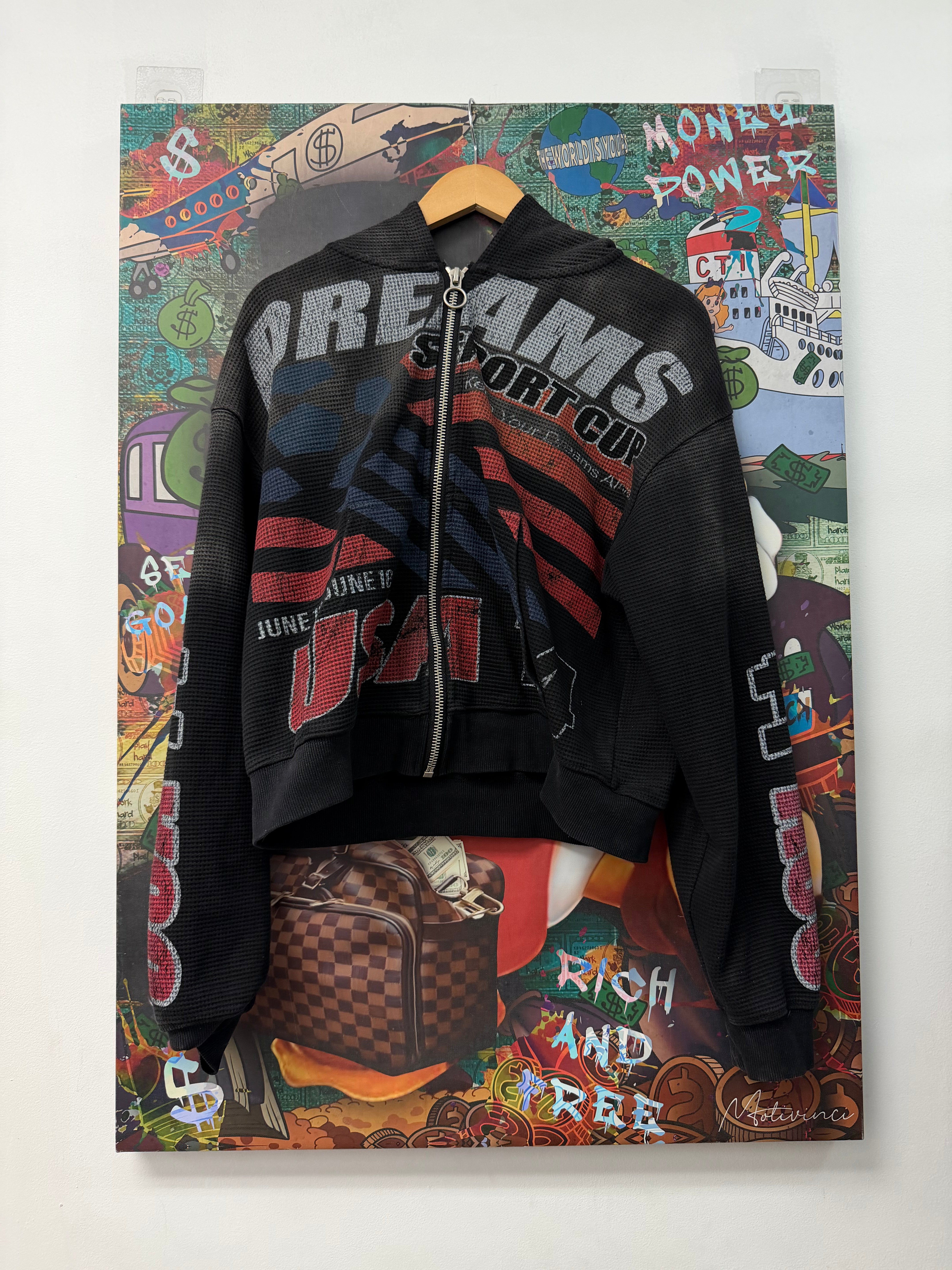 Vale Black Red Sports Zip Up Hoodie