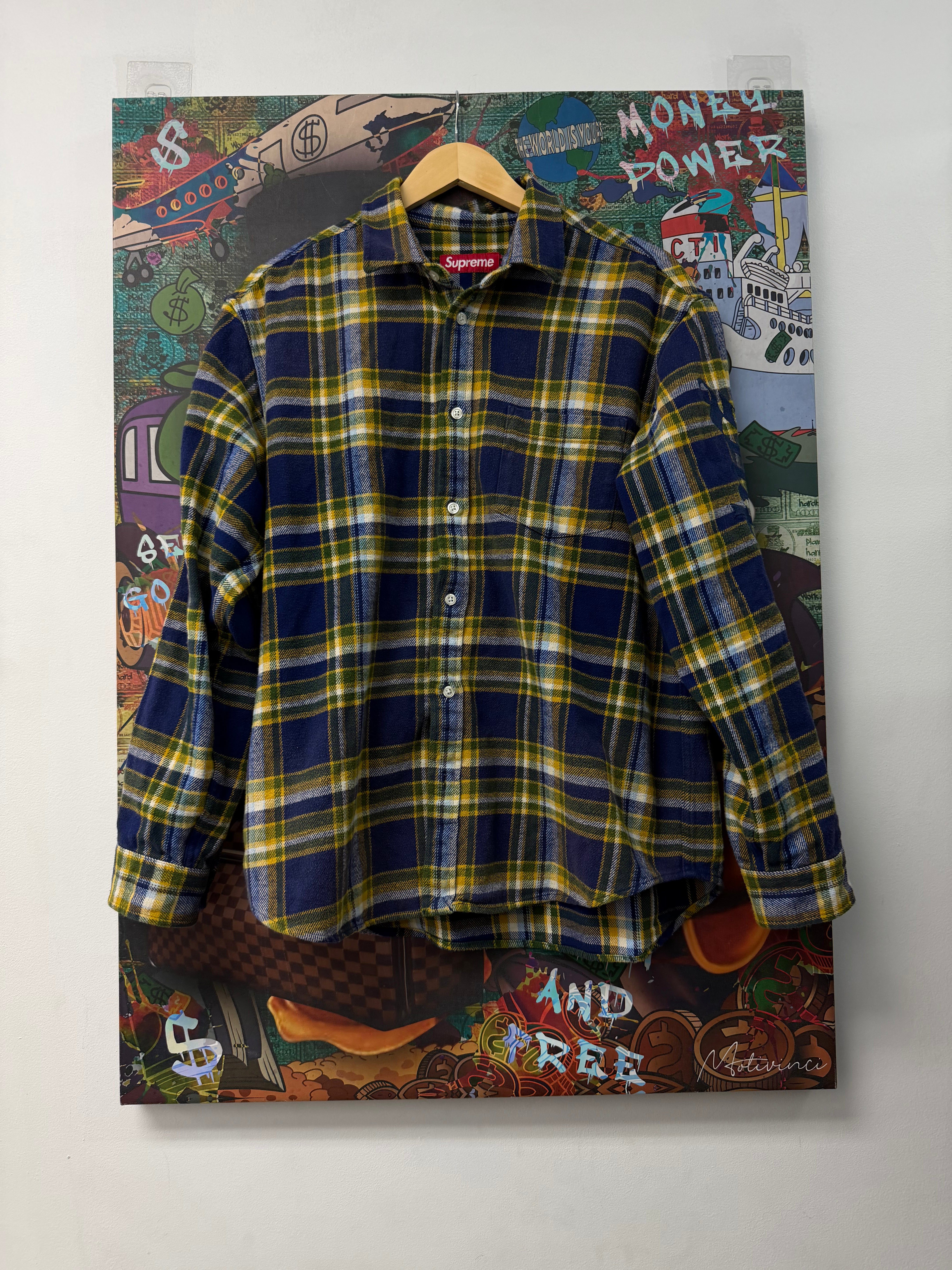 Supreme Blue Yellow Logo Flannel Flannel