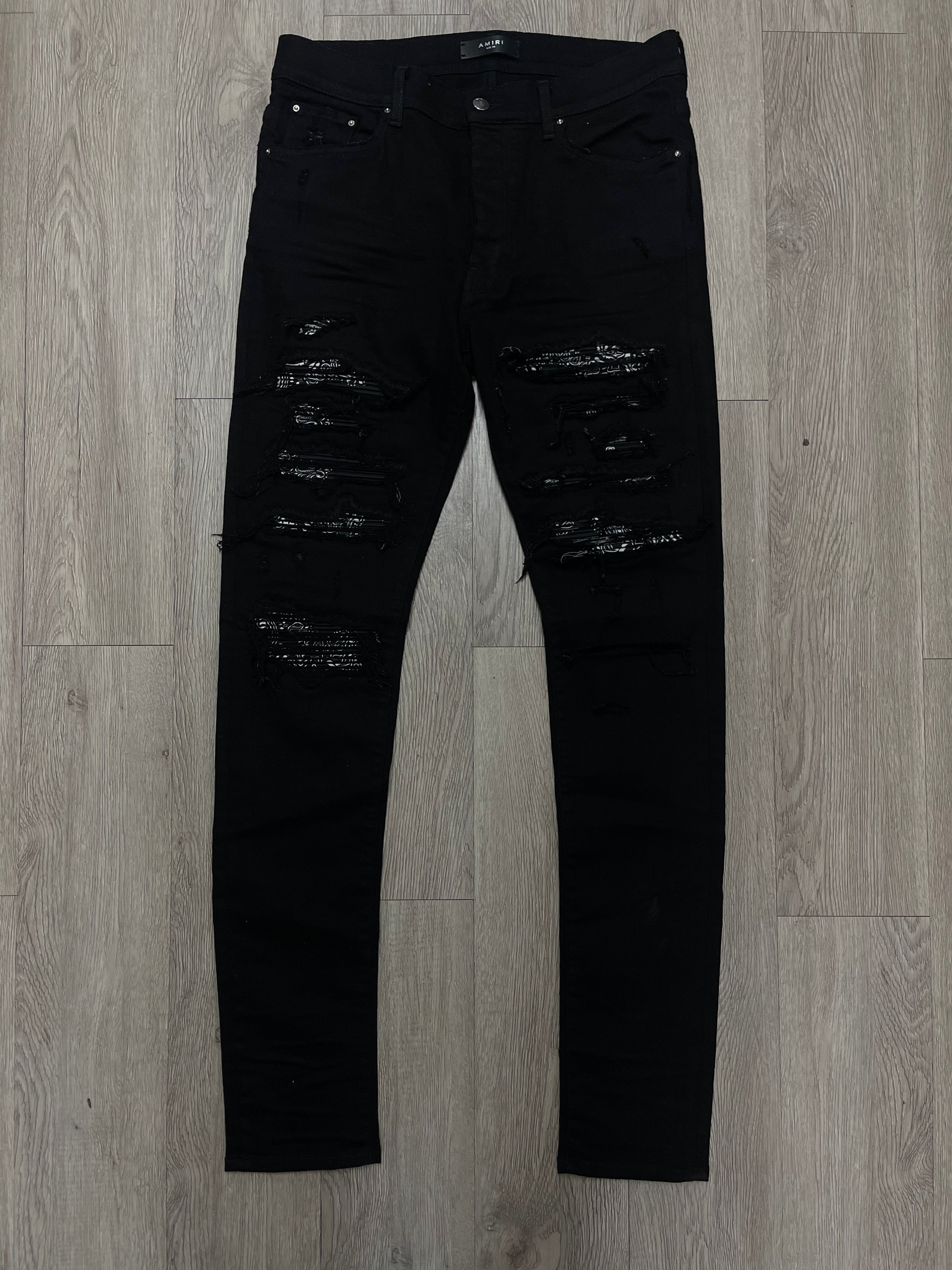 Amiri Black Paisley Thrasher Jeans