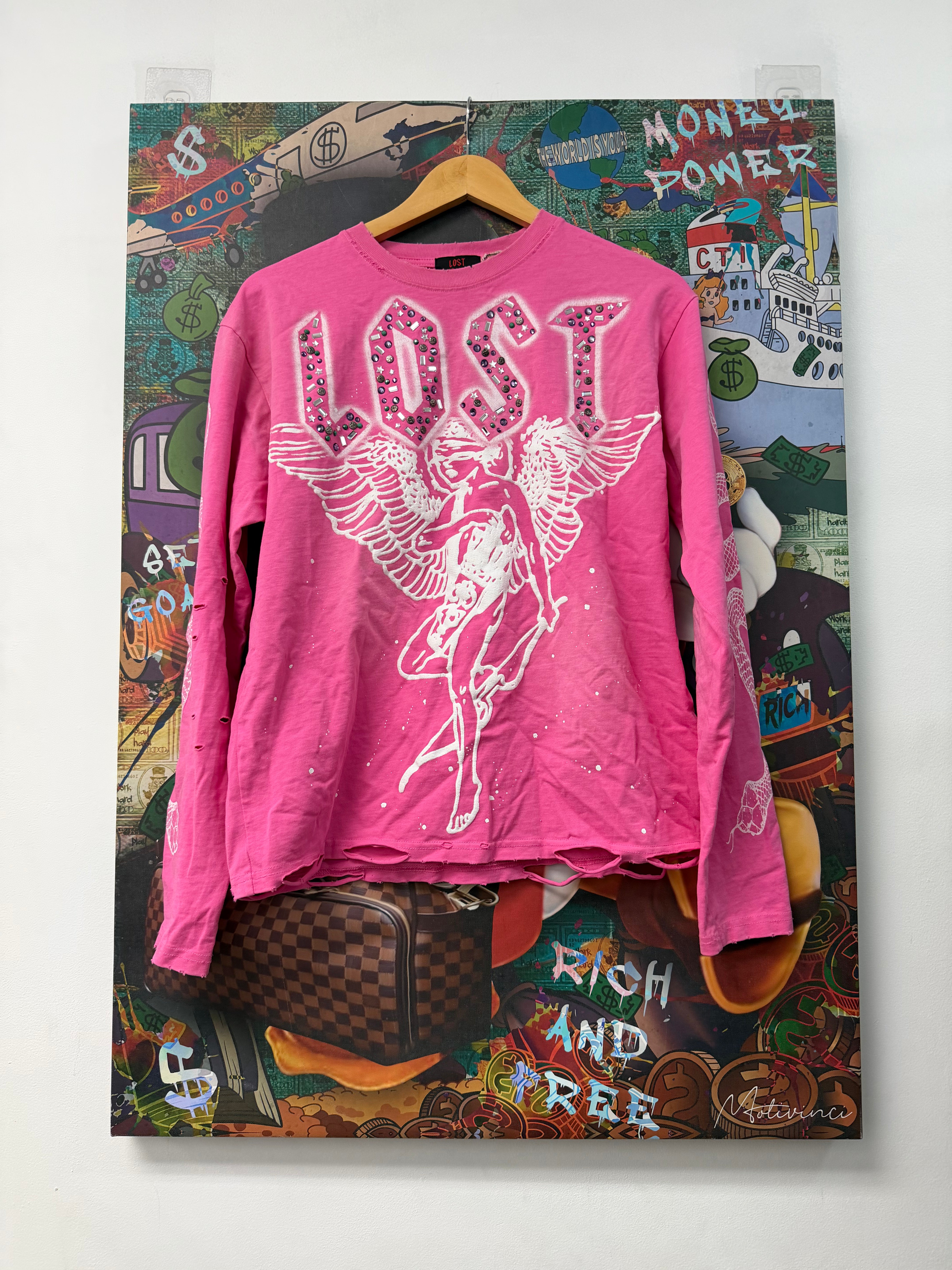 Lost Intricacy Pink Angel Long Sleeve Tee