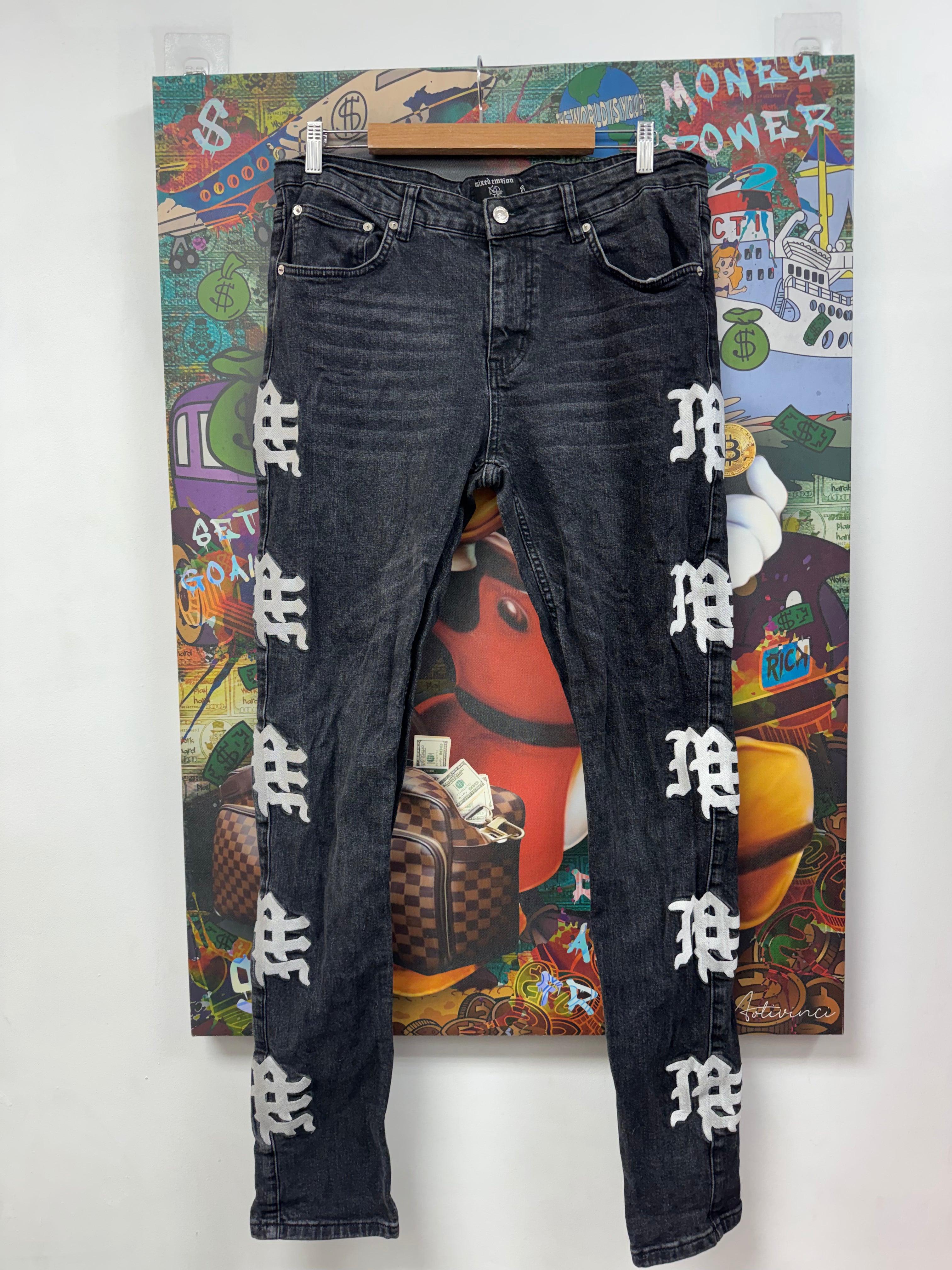Mixed Emotions Black Wash Me Logo Jeans