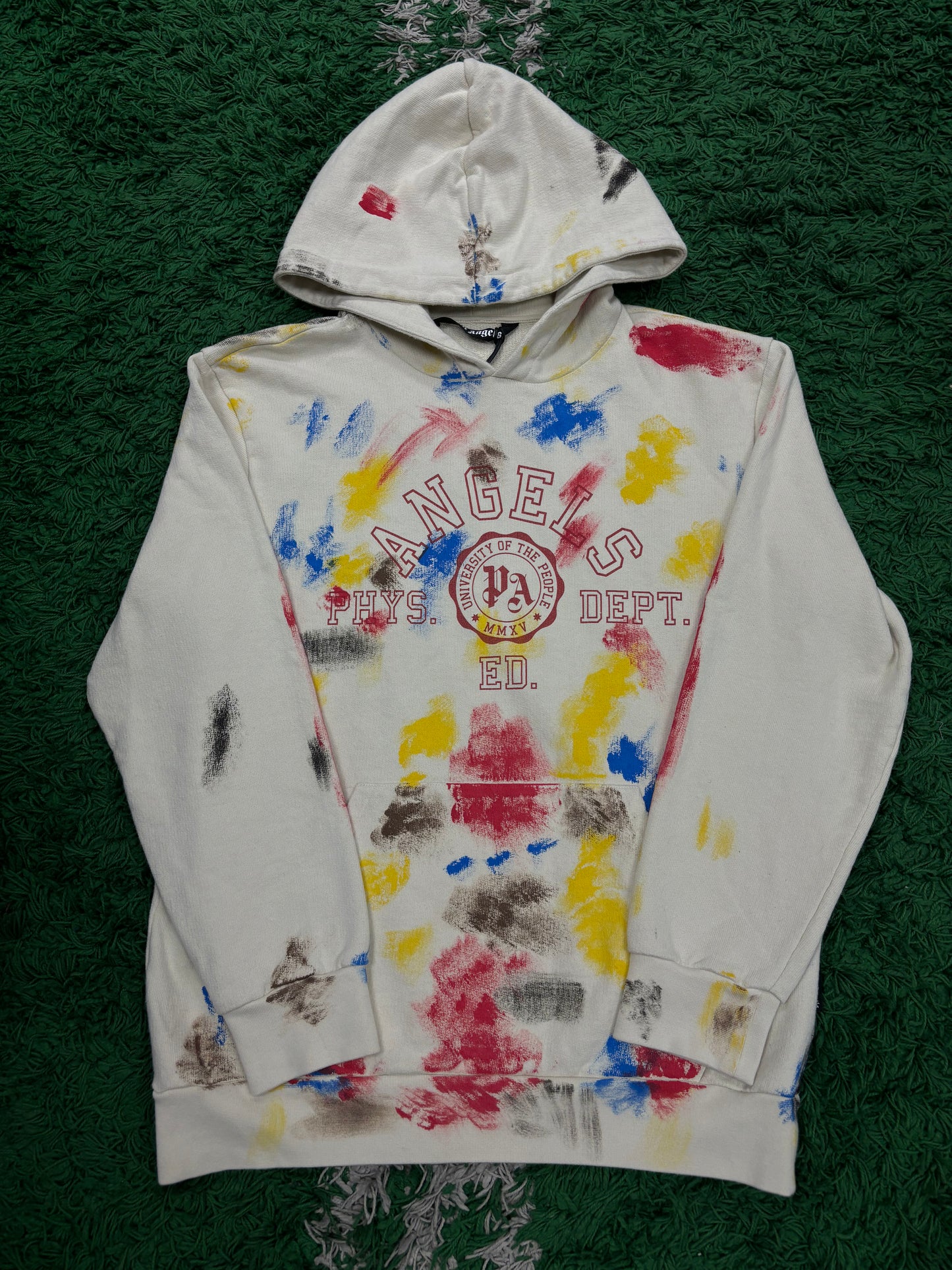 Palm Angels University Paint Splatter Hoodie size:XXL New