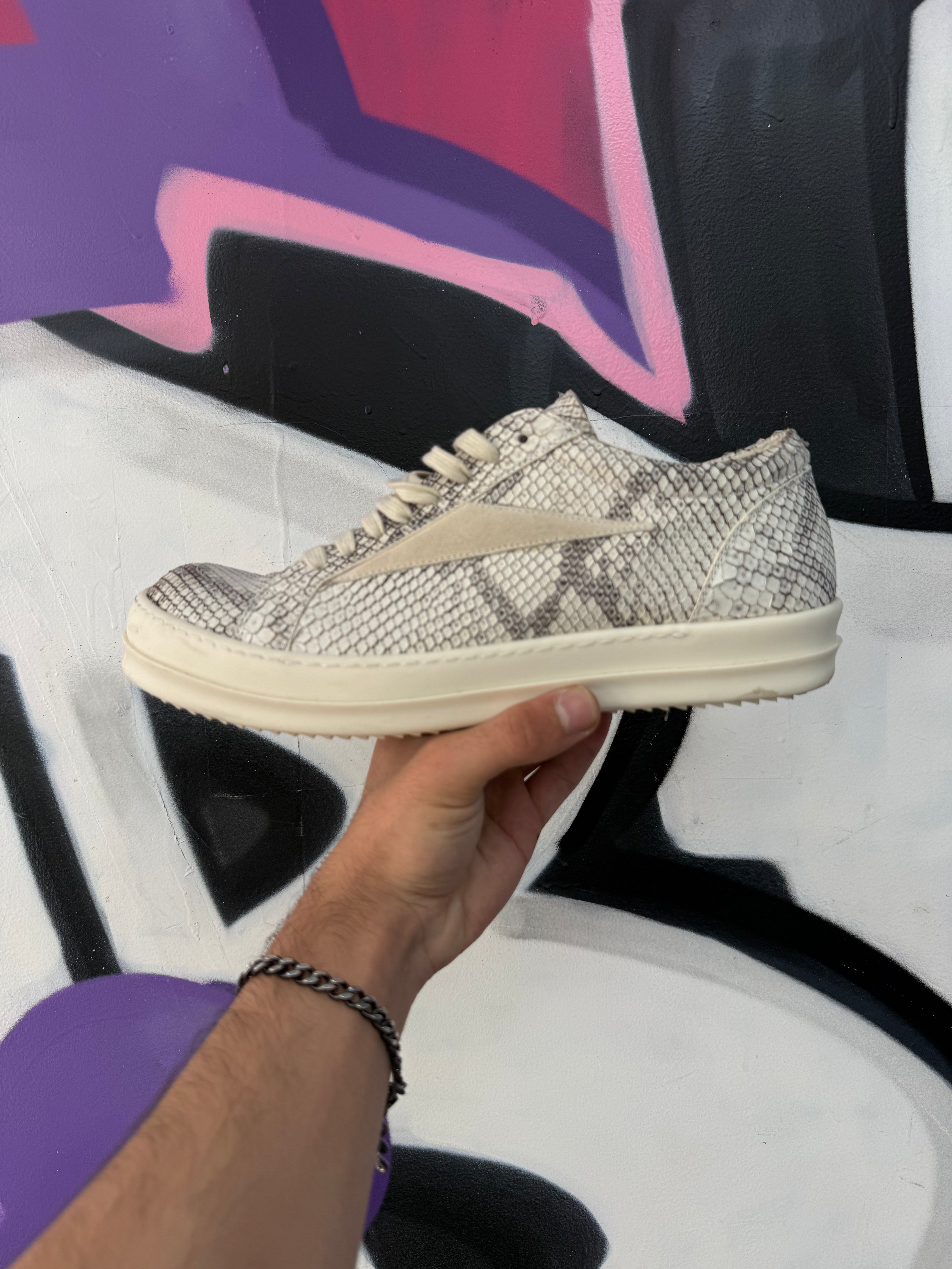 Rick Owens Snakeskin 'Mainline' Vintage Low Sneakers