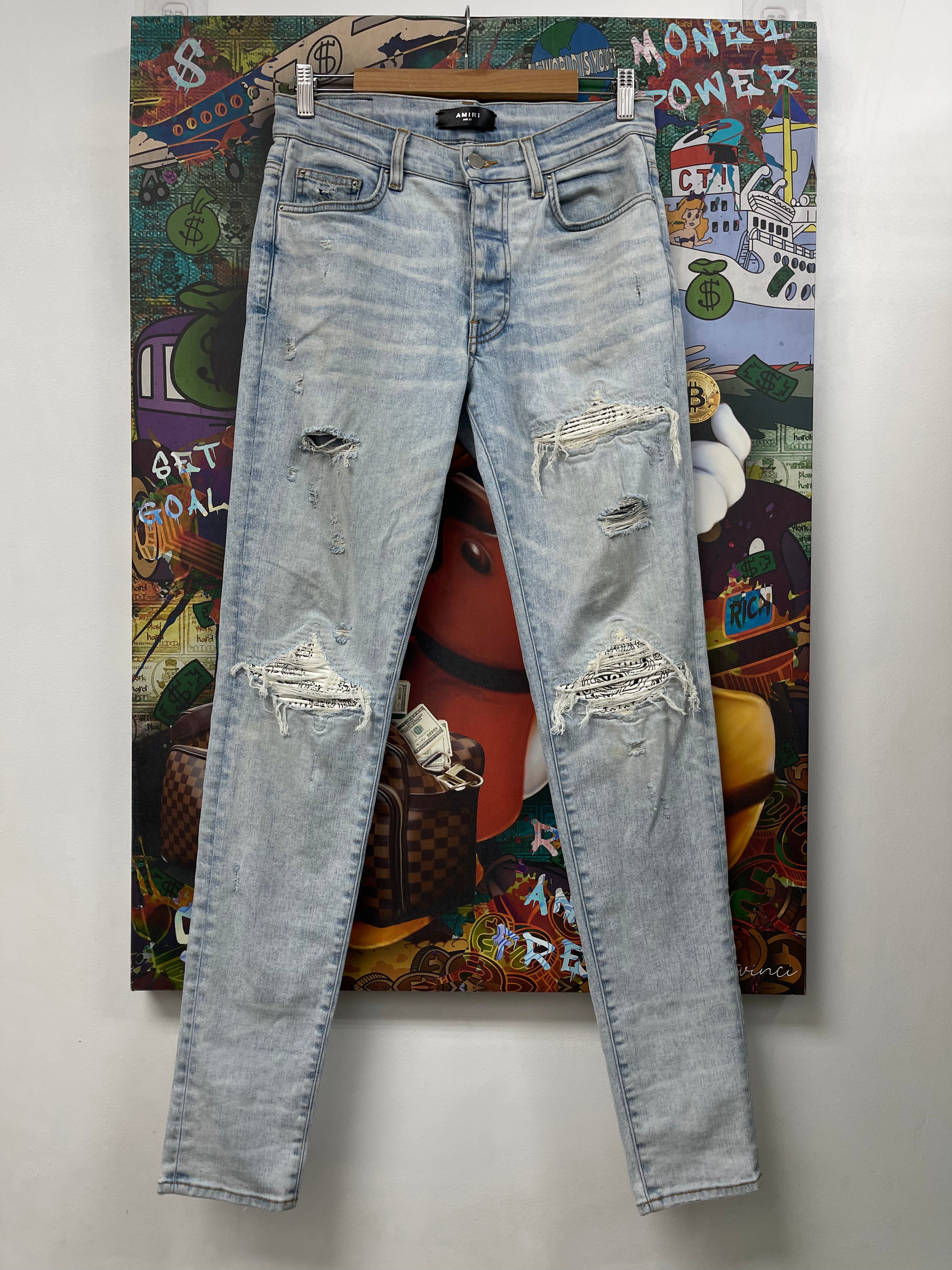 Amiri MX1 Light Wash Zebra Jeans