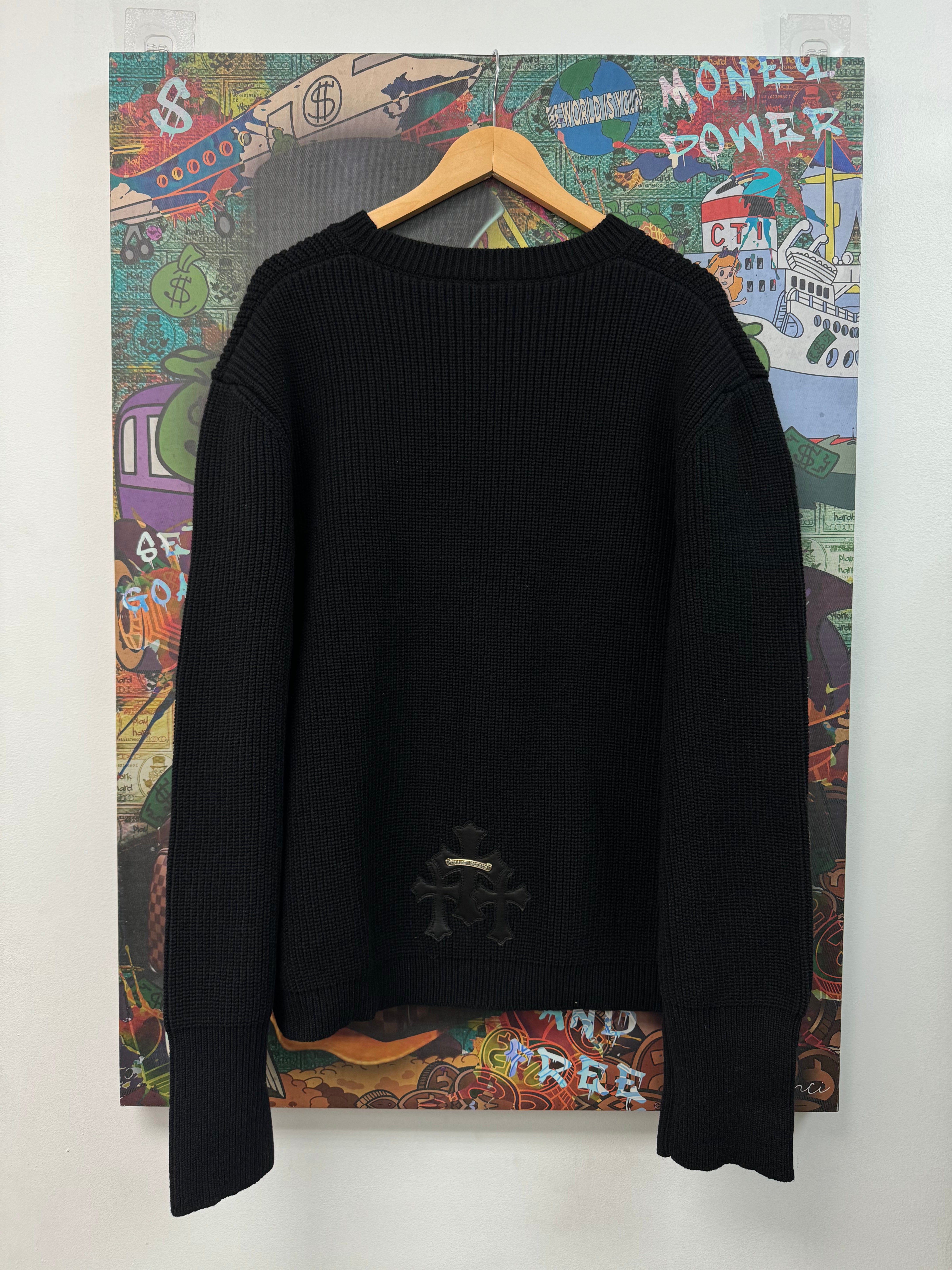 Chrome Cashmere Black Triple Cross Crewneck