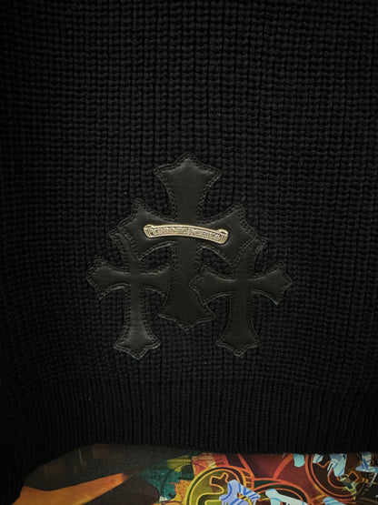 Chrome Cashmere Black Triple Cross Crewneck
