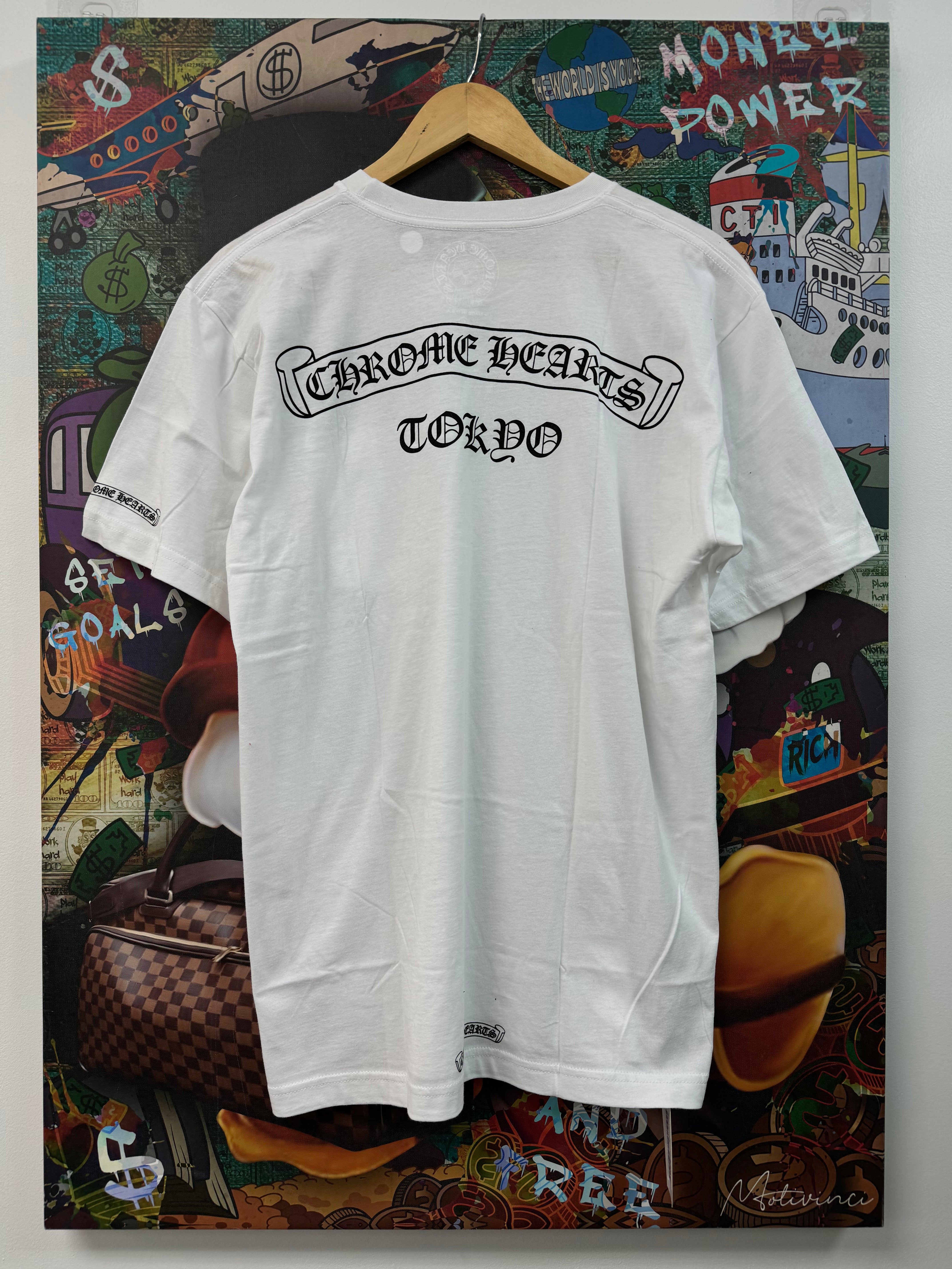 Chrome Hearts Tokyo Scroll Logo White Black Tee