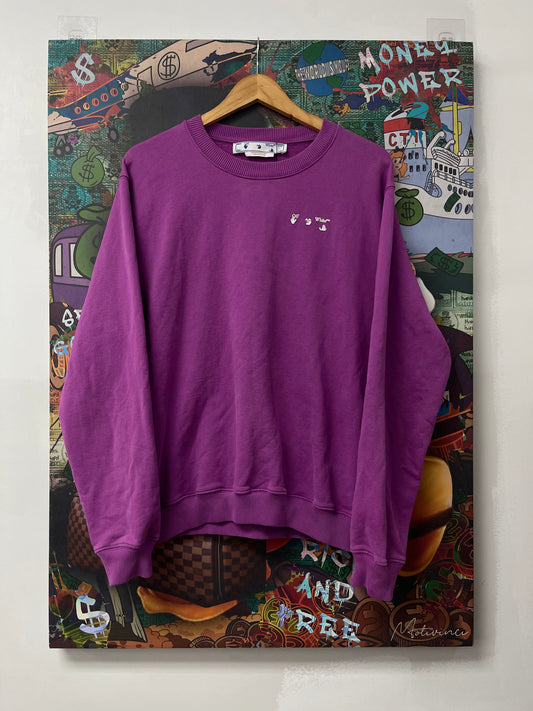 Off White Crewneck Purple White Used Medium