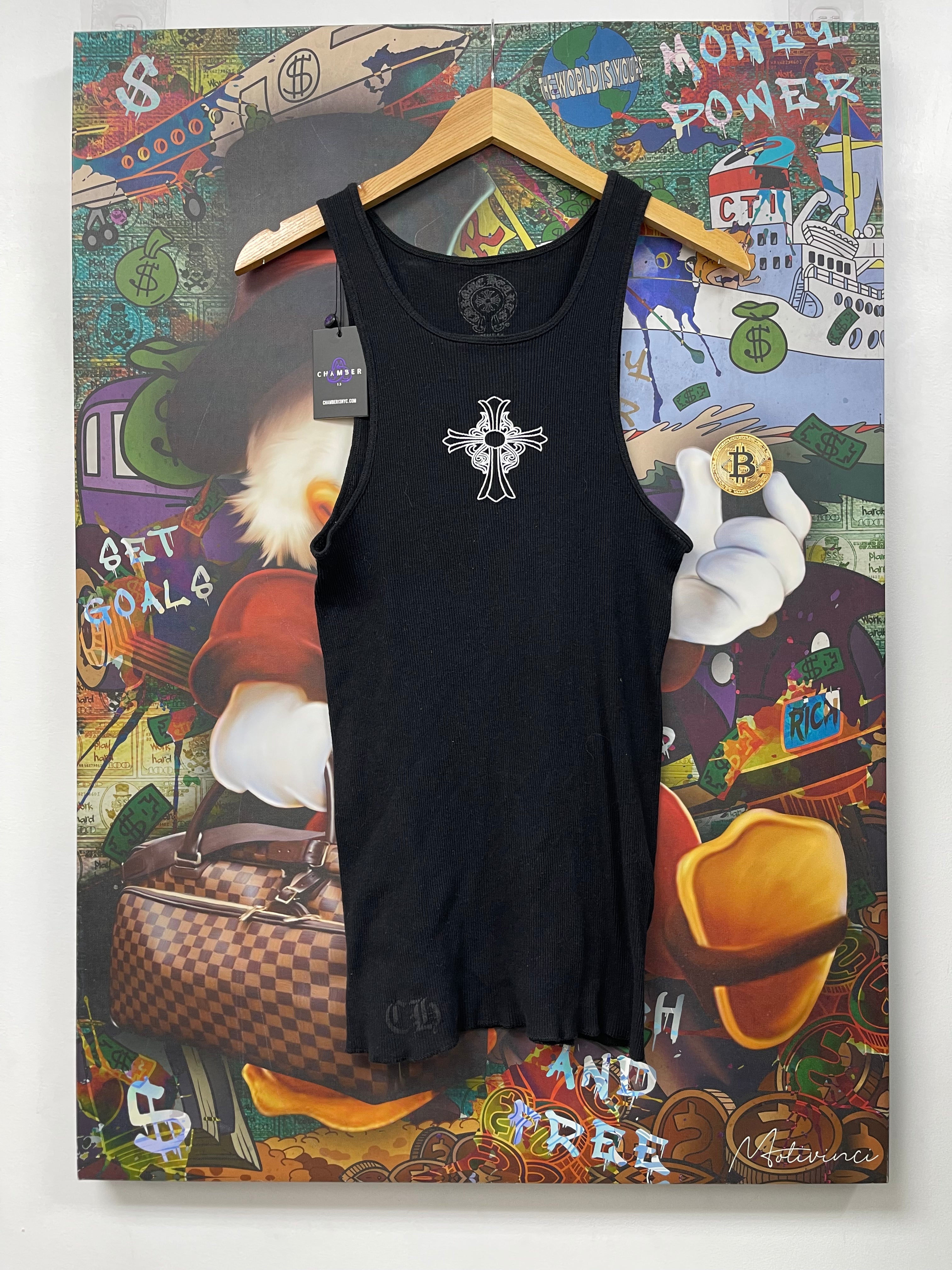 Chrome Hearts Black Hairy Cross Tank Top