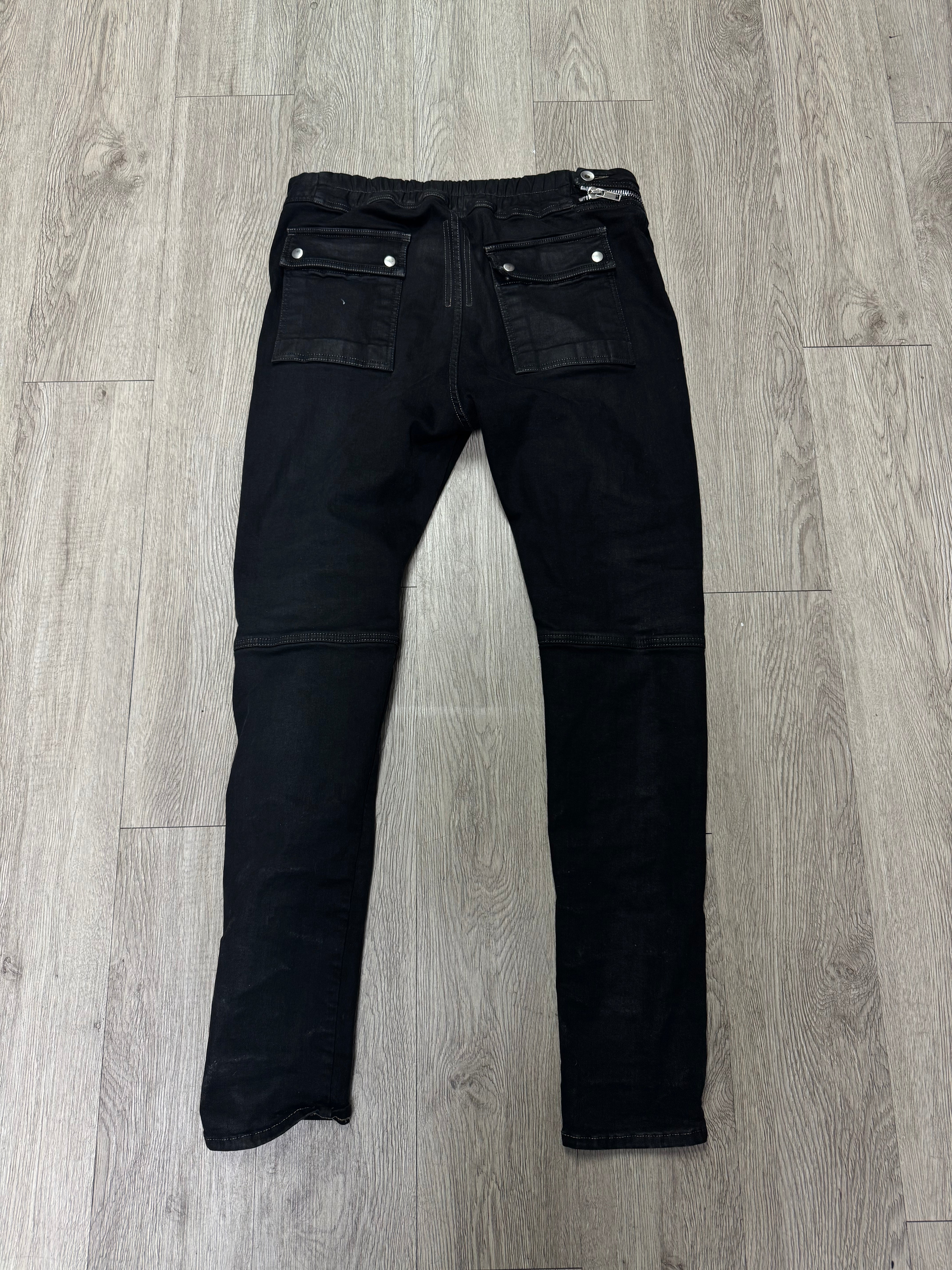 Rick Owens Black Waxed  Zipper Jeans