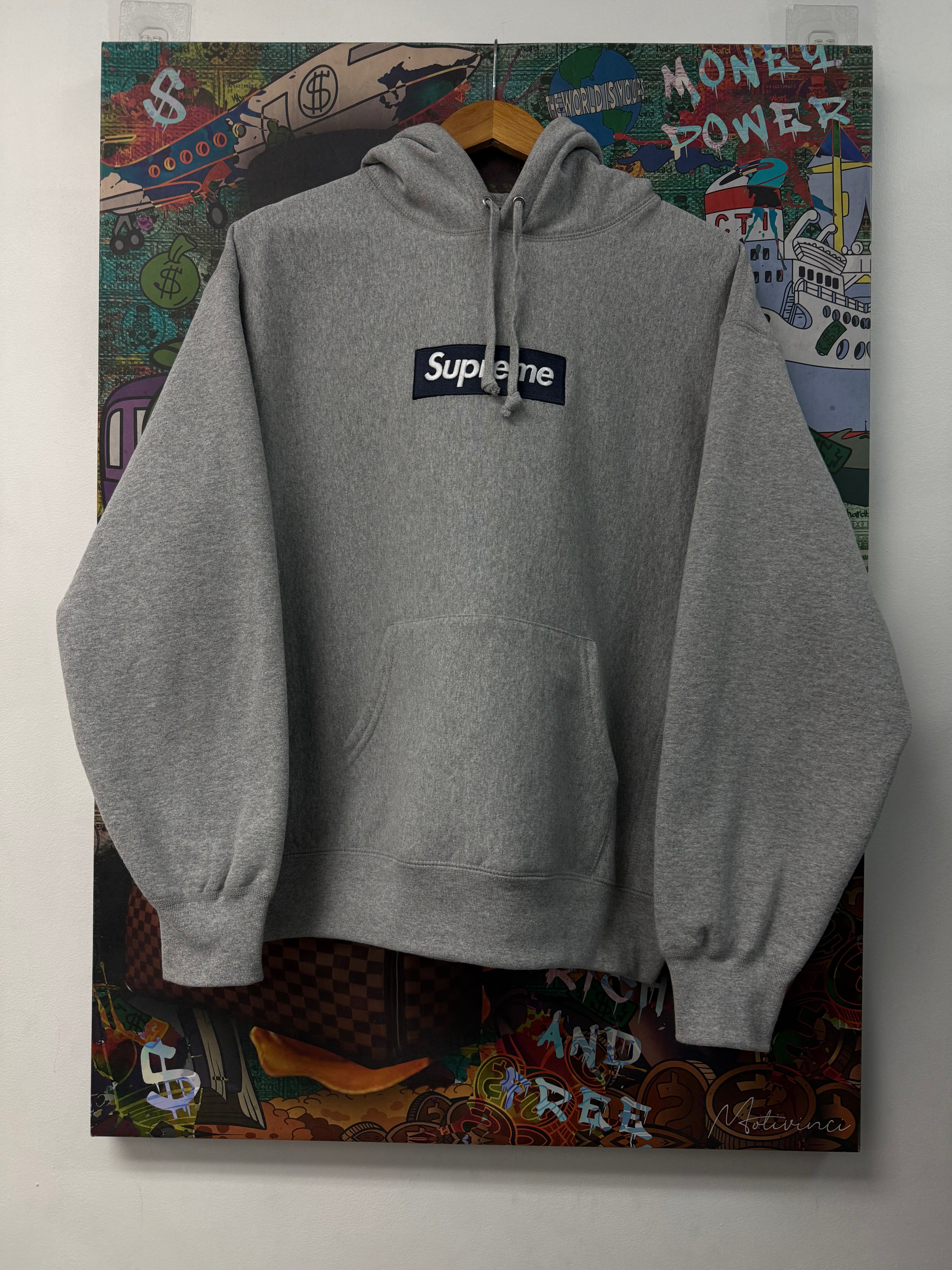 Supreme Grey Navy Bogo Hoodie