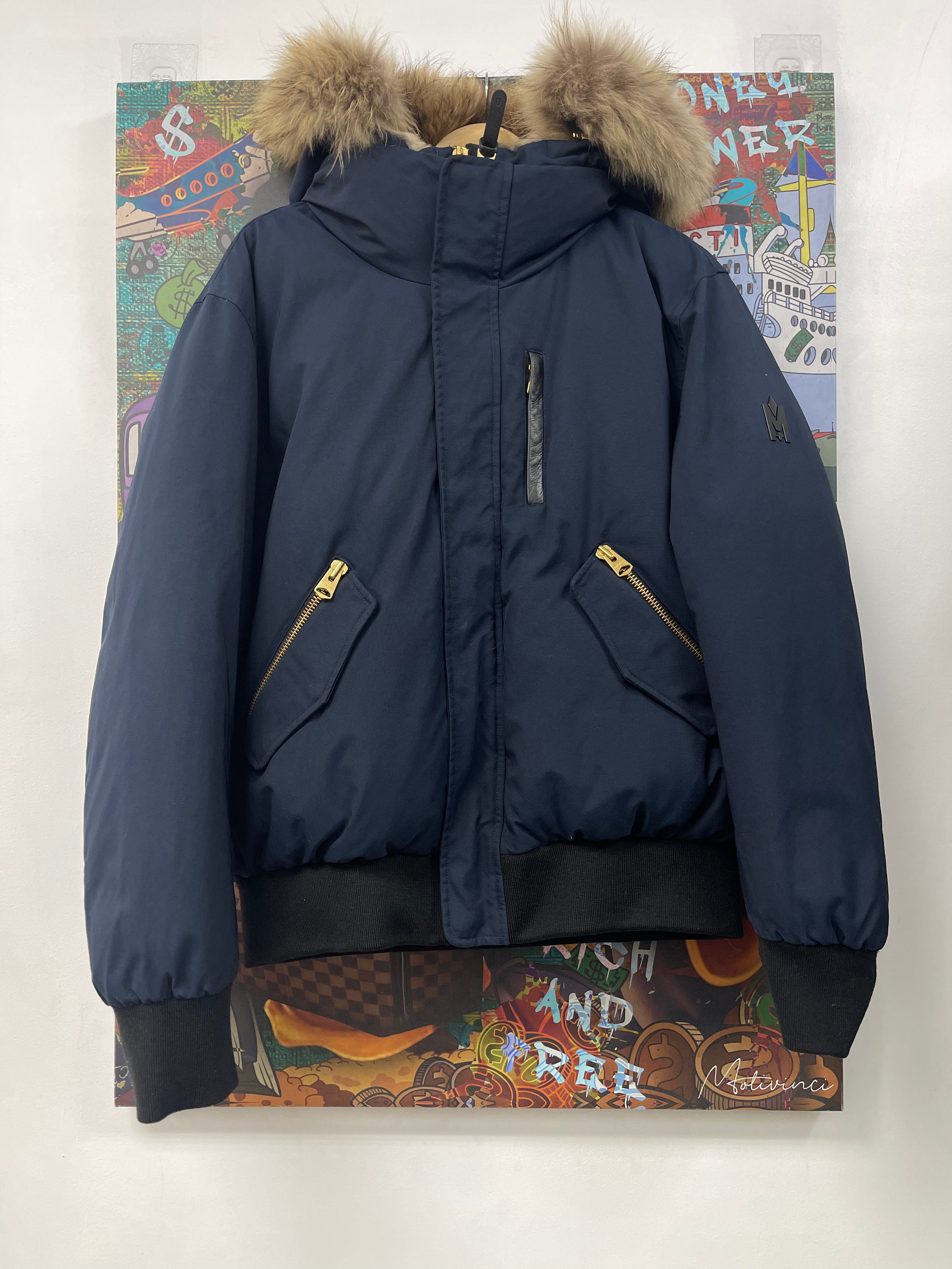 Mackage Navy Fur Bomber Jacket
