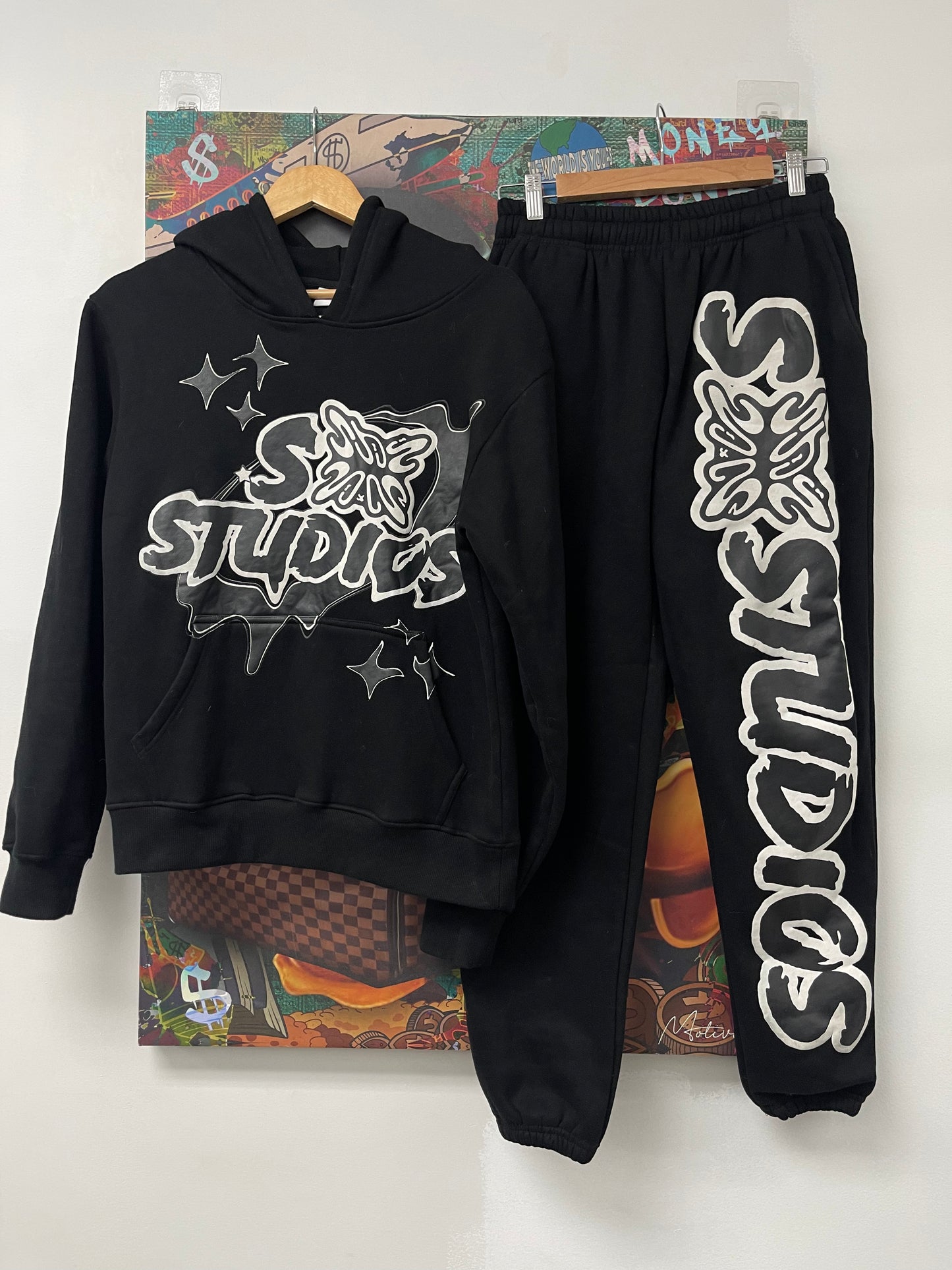 SB Studios Sweatsuit Black White Lightly Worn Small