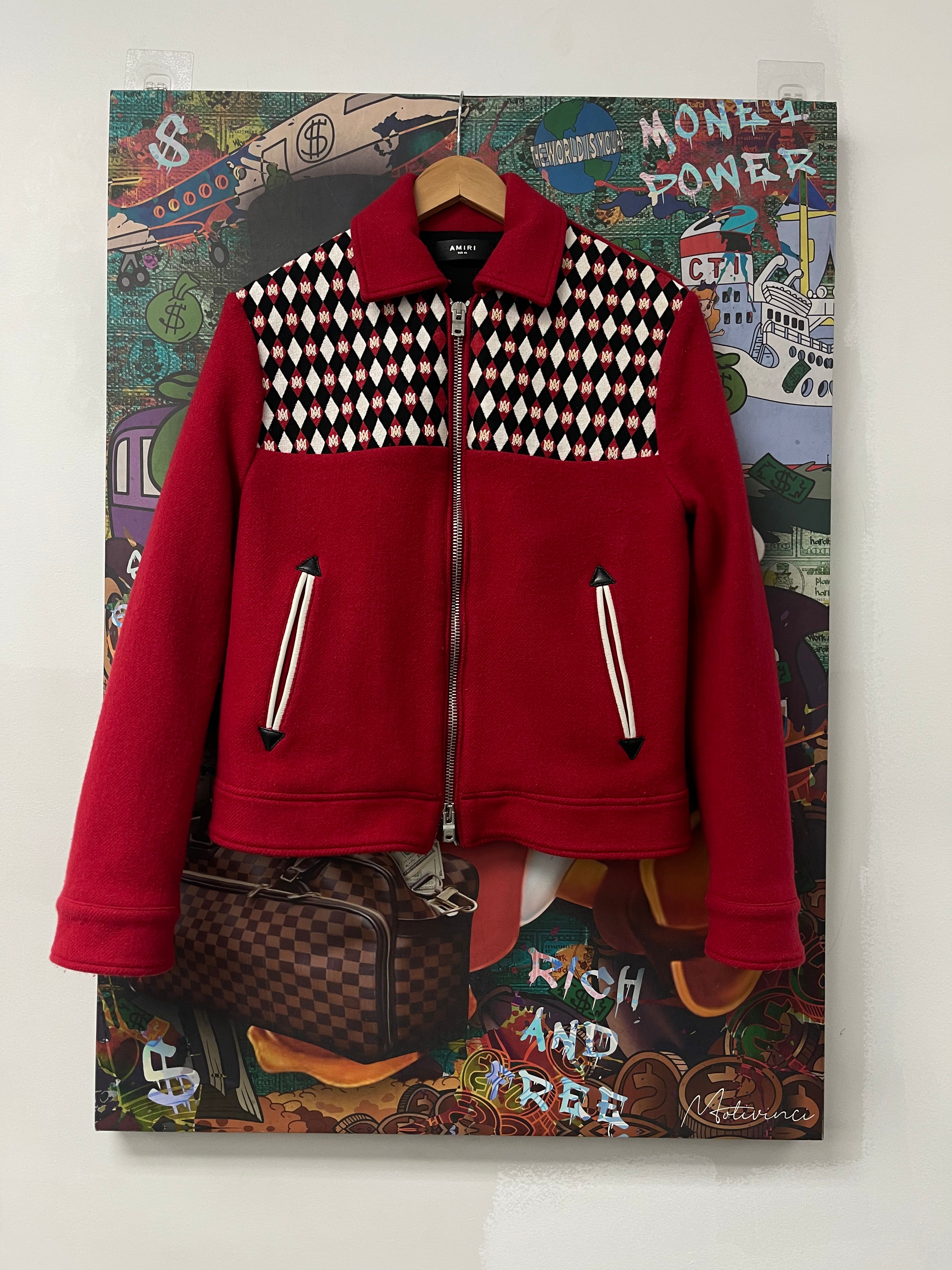 Amiri MA Diamond Logo Red Varsity Jacket
