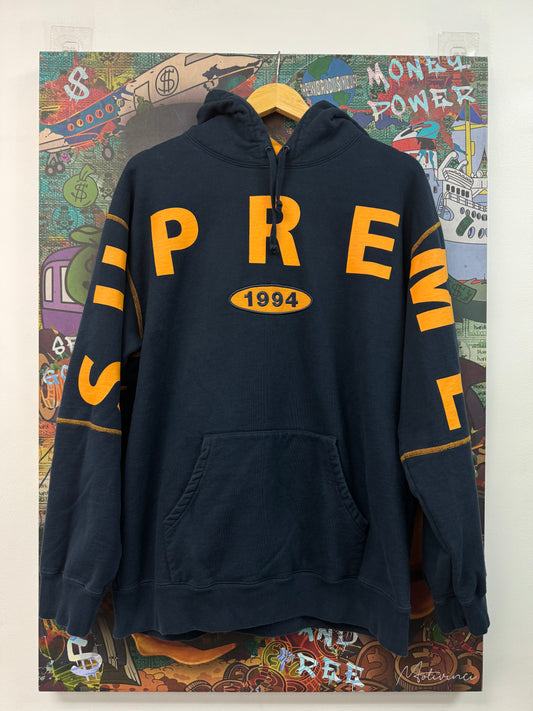 Supreme Navy Yellow Spellout 94 Hoodie